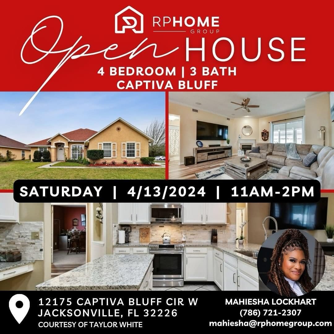 🏠 Join Mahiesha for an open house today from 11-2PM! 

CLICK THE LINK FOR DETAILS &amp; RECENT PRICE IMPROVEMENT 🎉
▶️ 12175 Captiva Bluff Circle West
📍 https://buff.ly/4cTN7RQ 

⭐ 4 bedrooms, 3 baths
➡️ Luxurious plank vinyl floors throughout. Liv