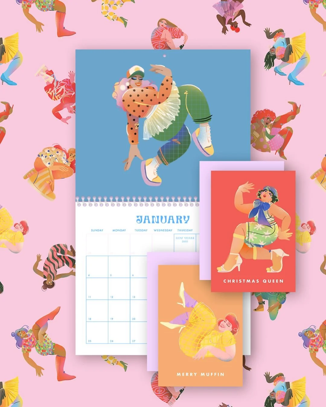 Babin&rsquo; bundles!
The cards, the calendar, the wrapping paper!
All available now in my shop, link in bio 🥳
.
.
.
#christmasgifts #giftwrap #giftcards #wrappingpaper #illustration #megkolac