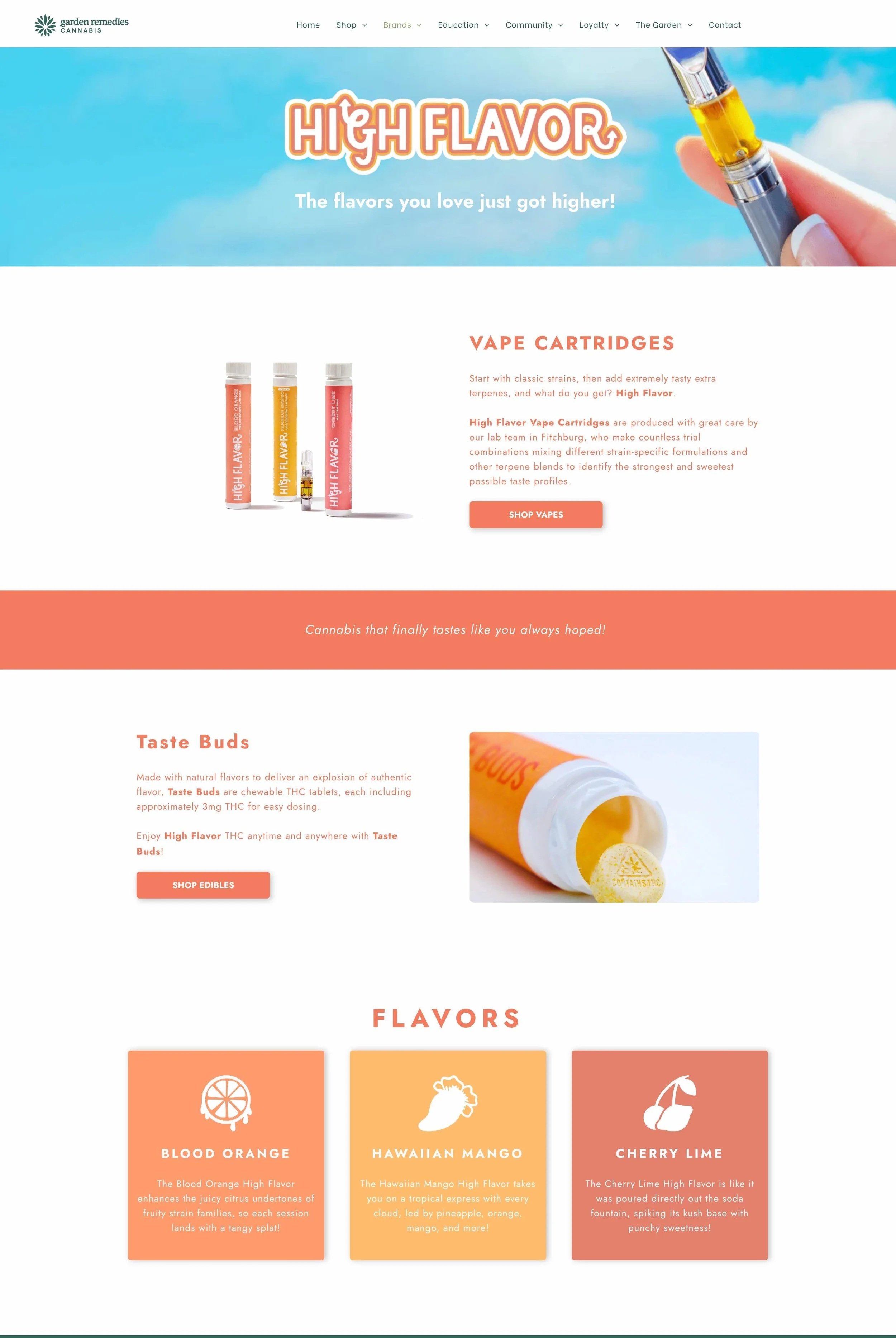 Branded Page for High Flavor