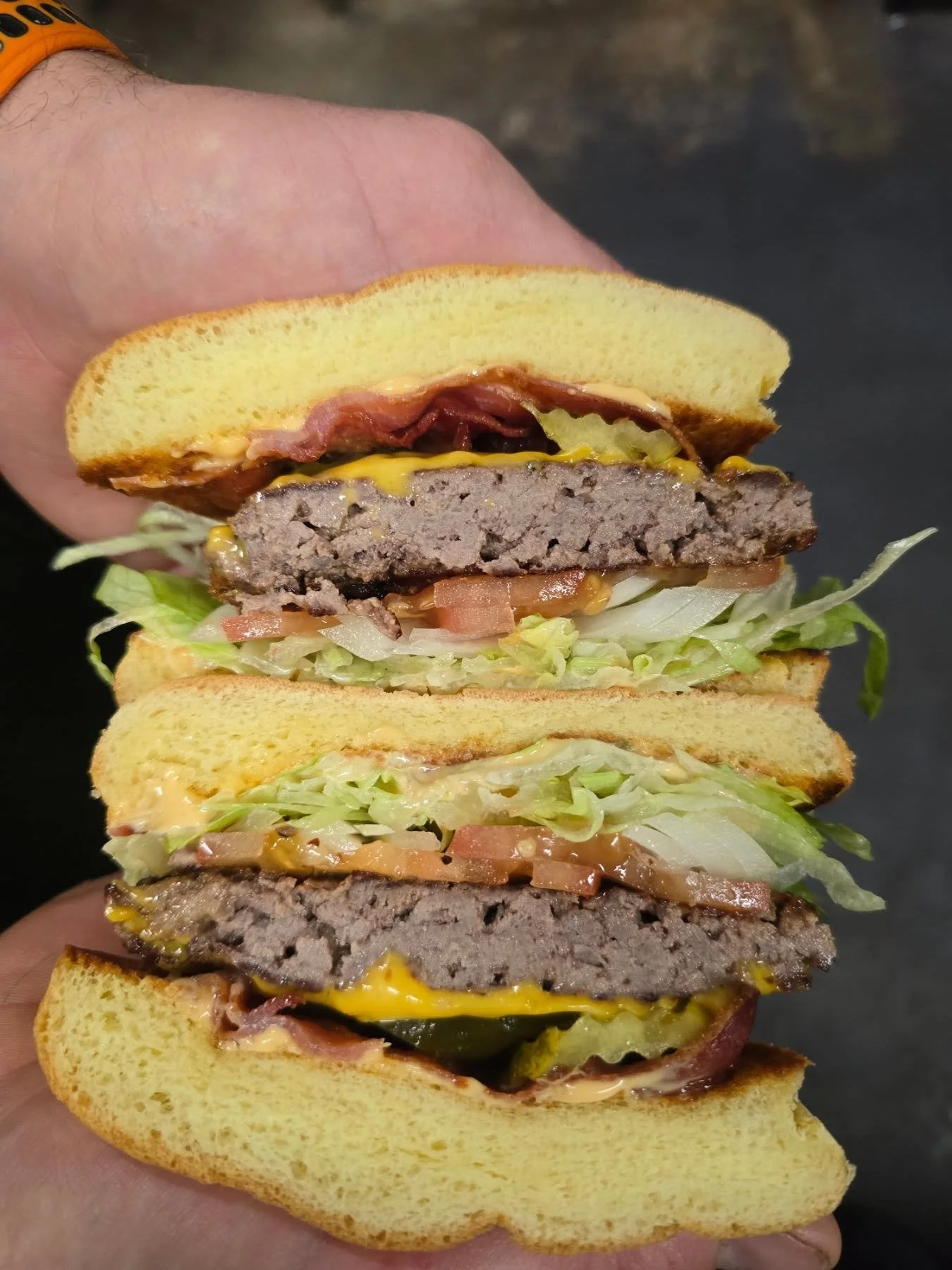 Our delicious homemade burgers are back for lumch today 
Brioche bun
Lean burger patty
Cheese, bacon lettuce, onion and tom all with a tasty burger sauce. 
Pickles and jalapenos optional 🫠
Only $15 available 9am until sold out
For large orders prebo