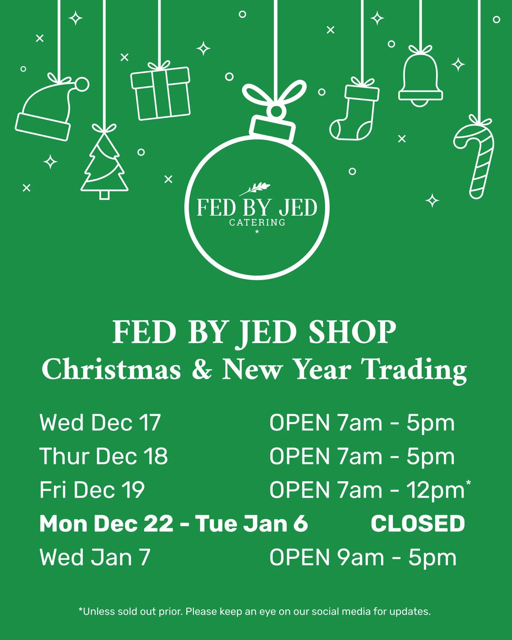 🎅🎄 Christmas trading hours 🎄🎅

Next week the shop will be open our usual trading hours (unless sold out prior) before we close up for a well needed two week break. We will reopen Wednesday January 7 in 2026.

For those that receive ready-made mea