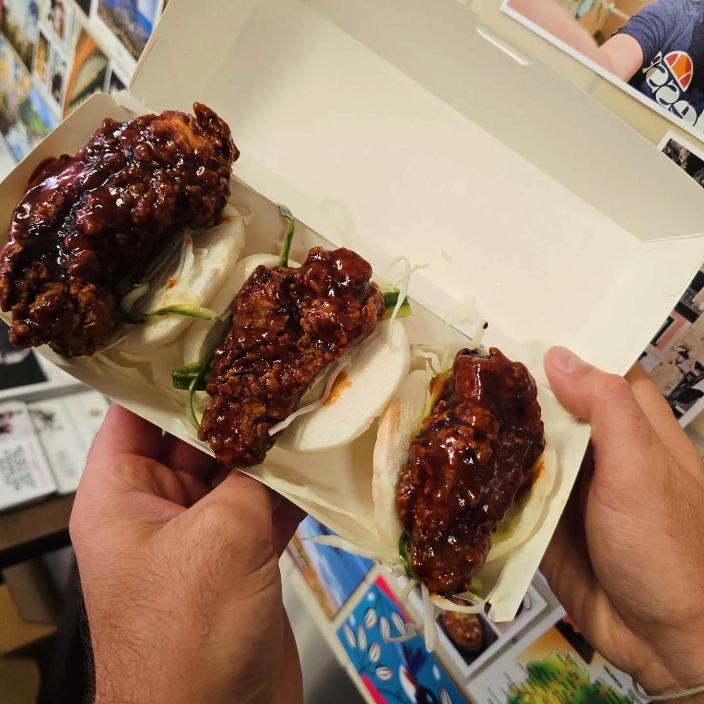 New hot lunch item. 
Korean fried chicken bao buns
Criapy fried chicken in a sweet sticky glaze with seasame cucumber ribbons and cabbage
As you can see the team loved them! 
Available 9am until sold out
Only $15 for 3

#haveyoubeenfedbyjed #haveyoue