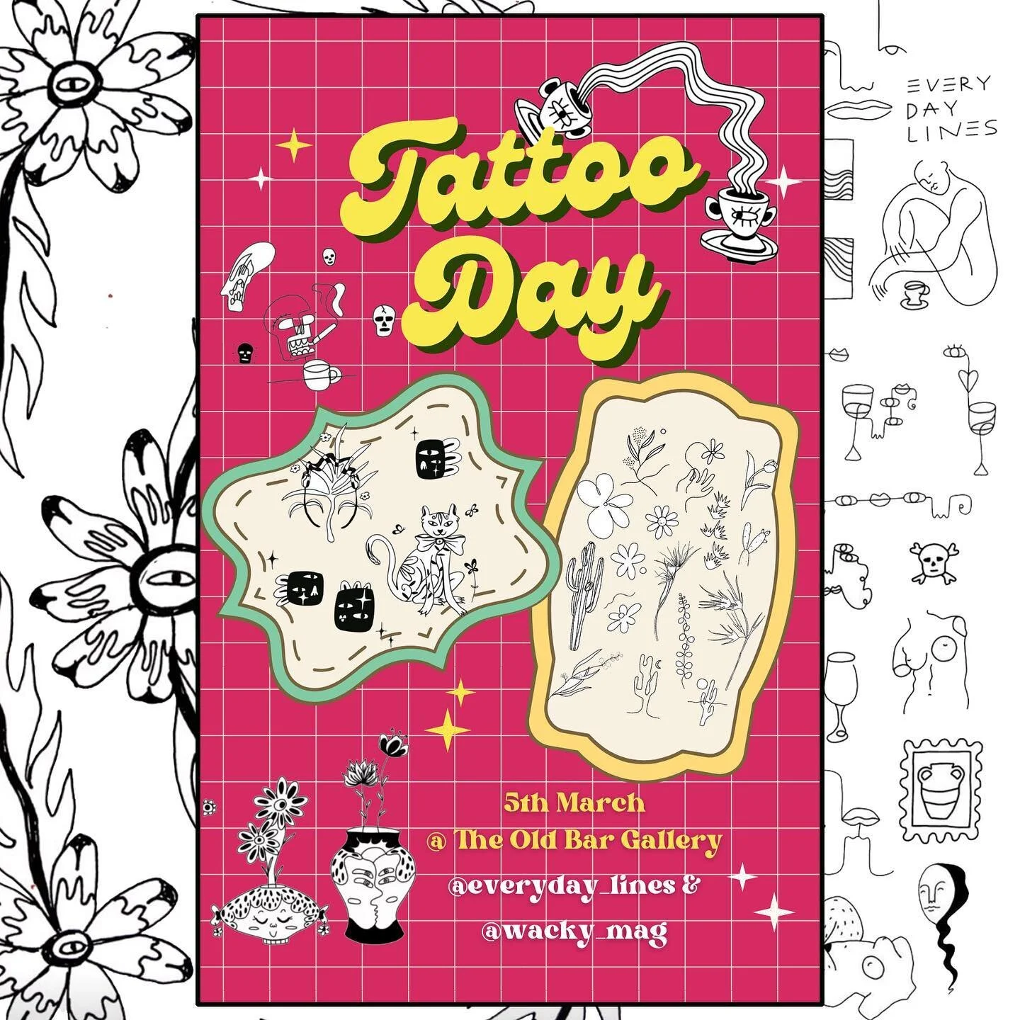 Hold up, announcement drop! 
Tattoo day w/ @everyday_lines_ &amp; @wacky_mag at @theoldbargallery ! 

If you didn&rsquo;t think there could be anymore fun fresh activities running during the &ldquo;Am I Dreaming?&rdquo; Exhibition, you&rsquo;re very 