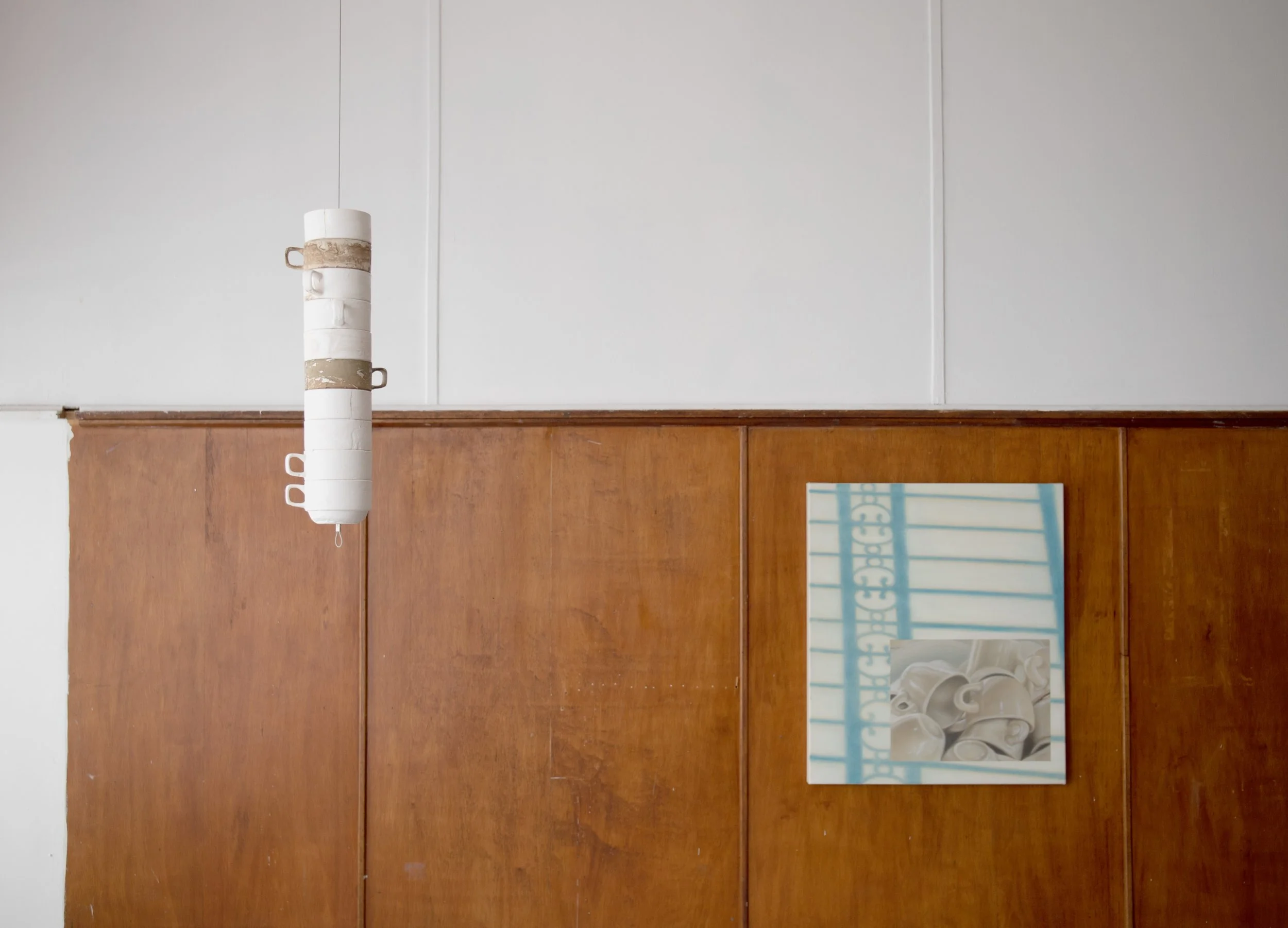 'Buzzed', plaster, coffee, Echoed at 138 Gallery, 2025