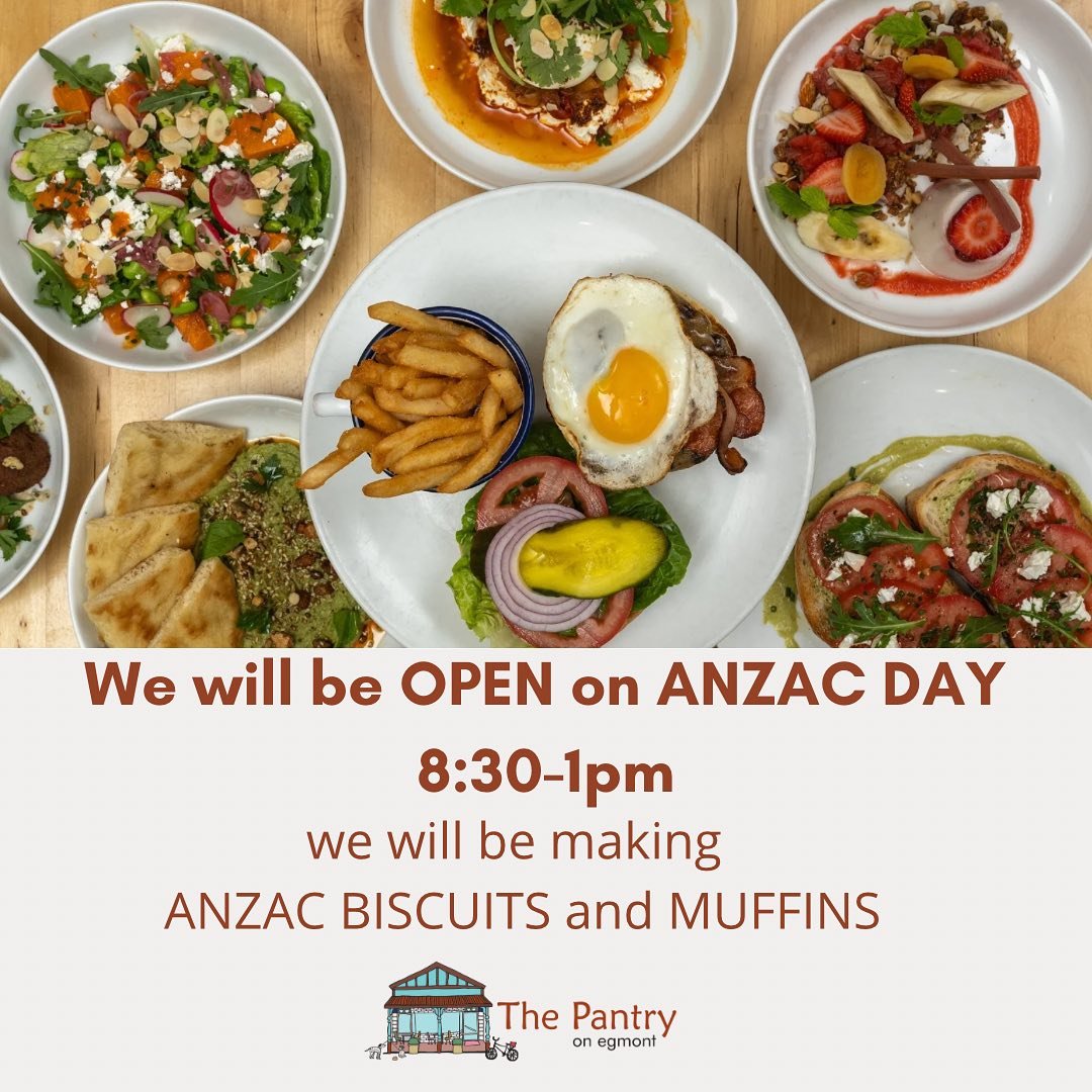 We will be OPEN on Anzac Day for walk-ins and we would love to be included in your plans 

We will have plenty of delicious house made ANZAC BISCUITS for you to enjoy and we will be making ANZAC &amp; APPLE MUFFINS 🙌🙌