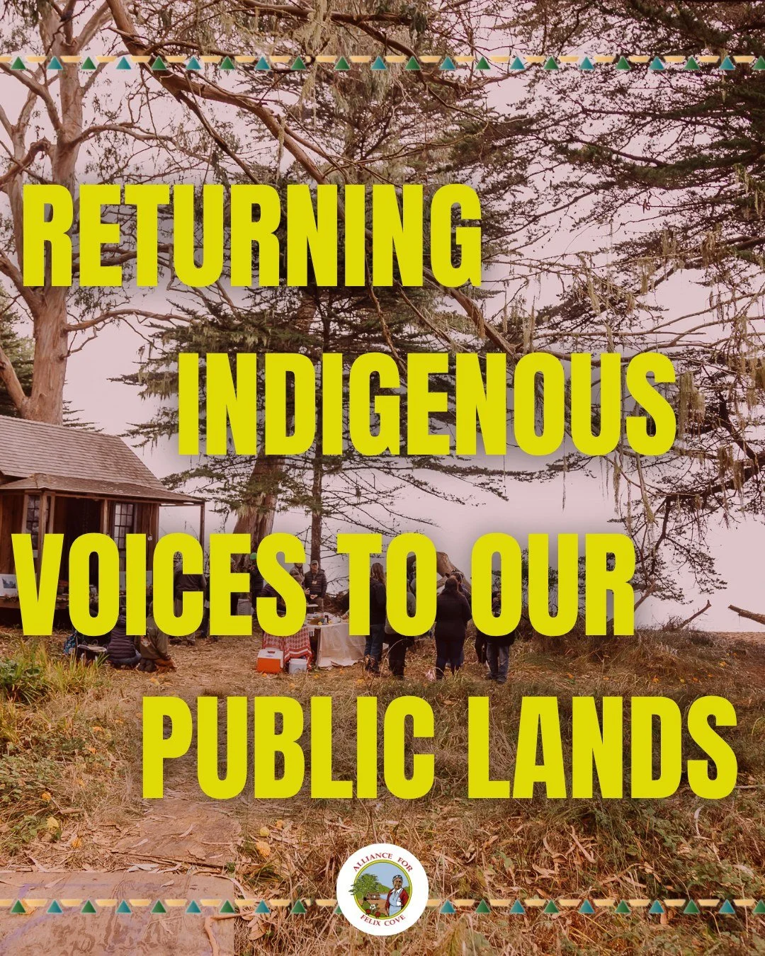 Rematriation Begins Here.

Felix Cove is more than a place; it&rsquo;s a living memory of the T&aacute;mal-ko/Coast Miwok people. Our matriarchs raised generations here, and their legacy inspires our work today.

Alliance for Felix Cove is leading th