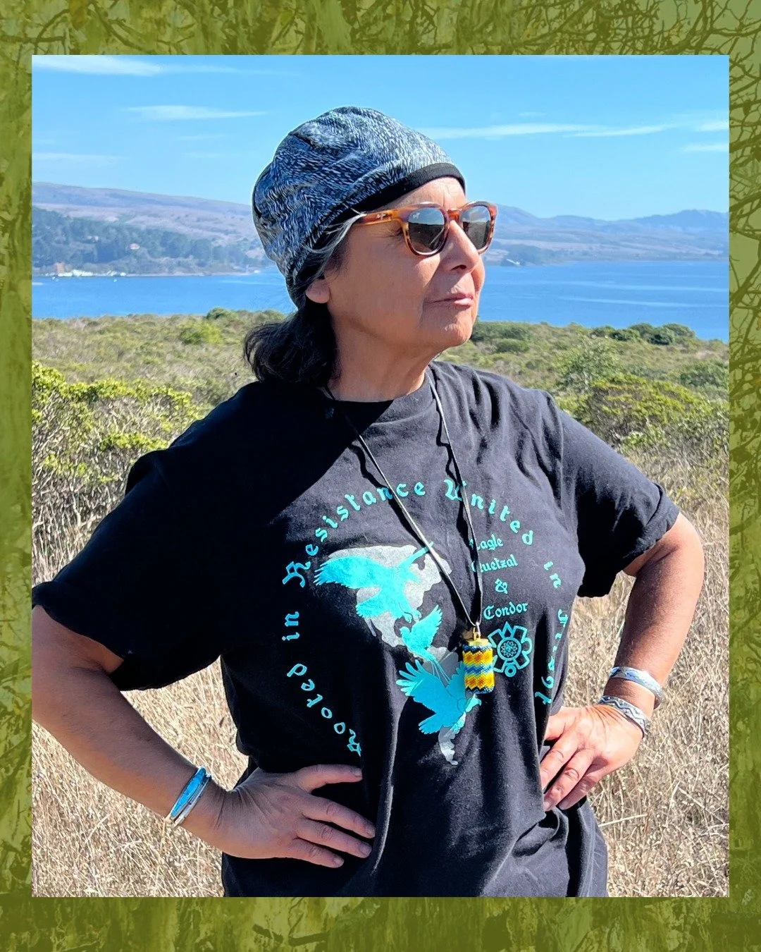At Alliance for Felix Cove, honoring our Latine family is a year-round practice, not just one month.
Our founder Theresa was gifted this tee from @mexicatiahuicc. Ka Molis! The Rooted in Resistance, United in Flight tee is inspired by the Eagle, Con