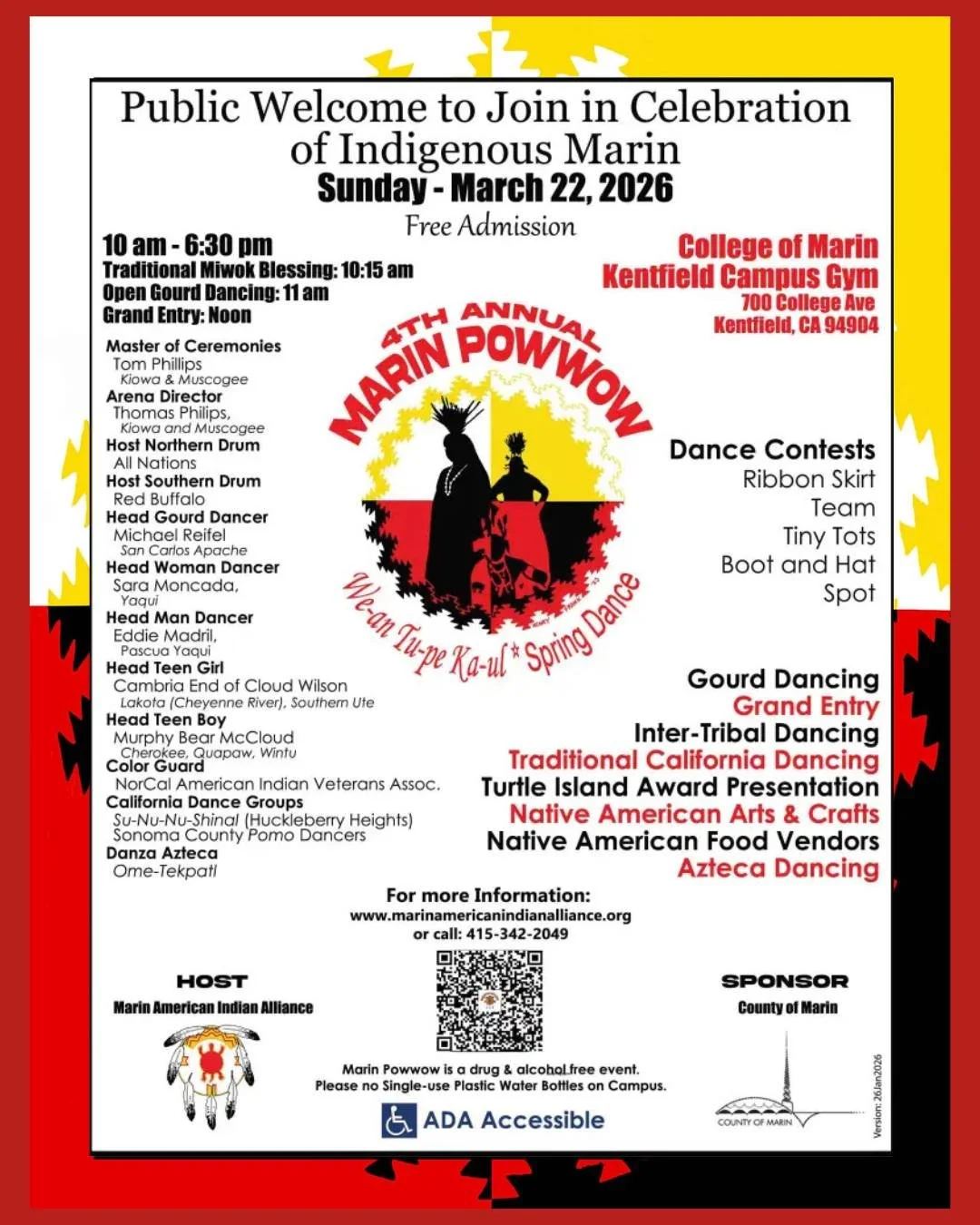 Celebrate Indigenous Marin at the Marin Powwow Sunday, March 22! 🪶 
Alliance for Felix Cove is honored to be part of this beautiful gathering of community and culture. 

📍 Location: College of Marin, Kentfield Campus Gym
⏰ Time: 10 AM&ndash;6:30 PM