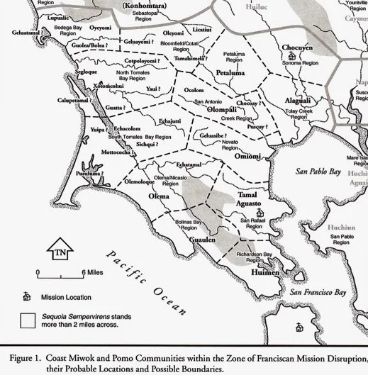 Coast Miwok and Pomo communities map