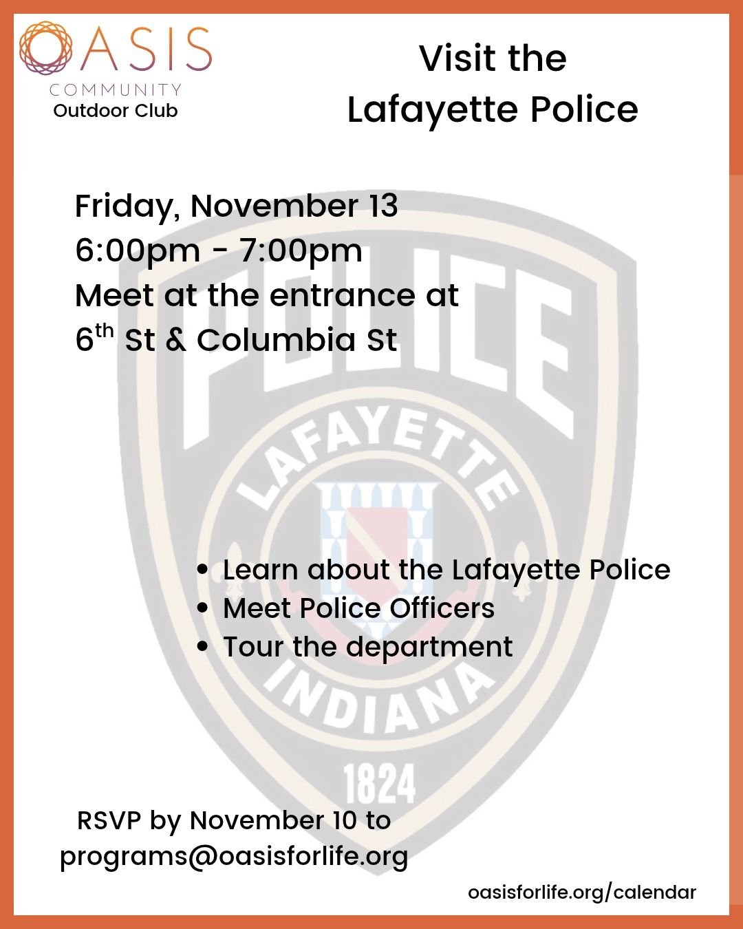 Outdoor Club Visit to the Lafayette Police Station