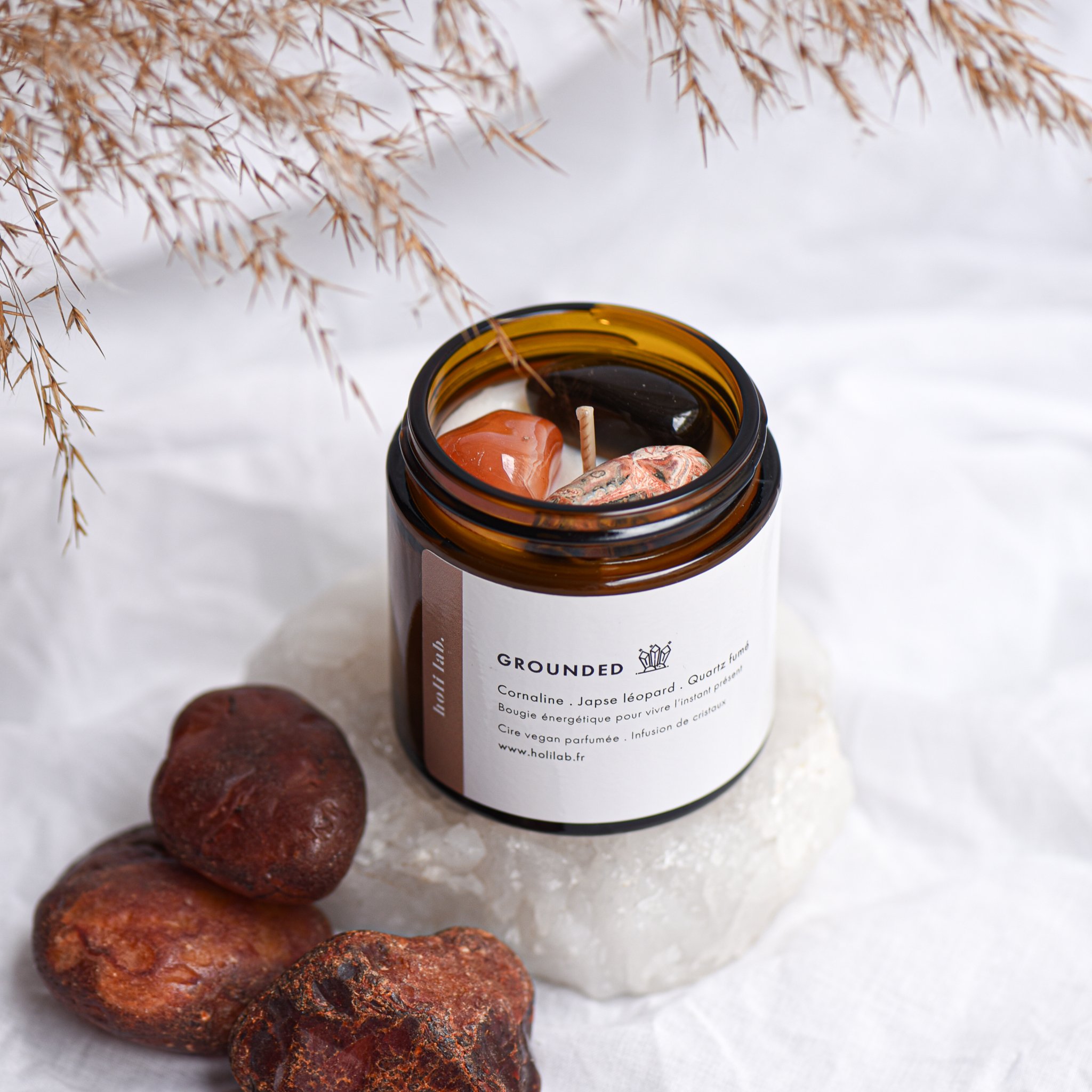 Bougie énergétique vegan parfumée - Ancrage