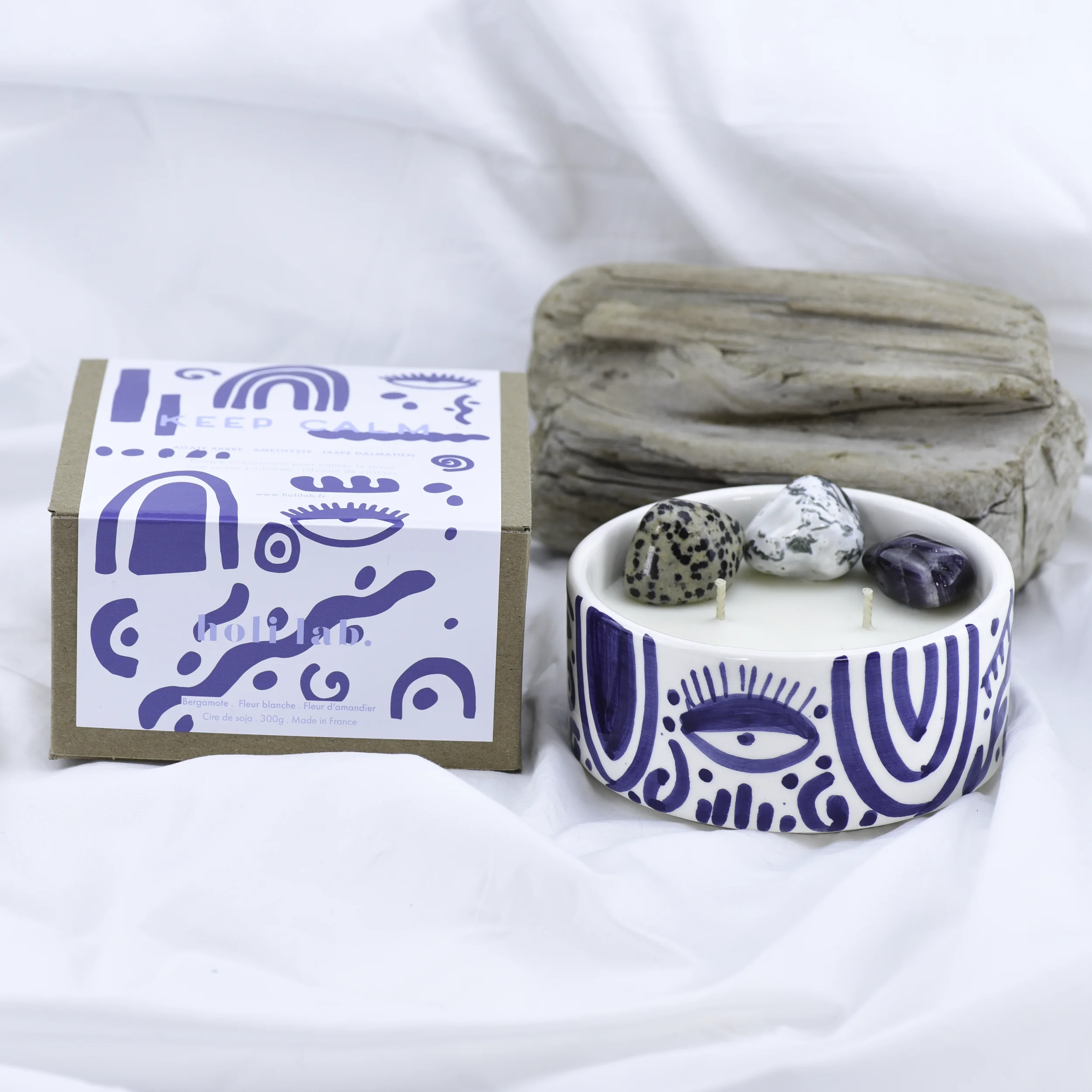 Bougie céramique énergétique Large vegan parfumée - Keep Calm