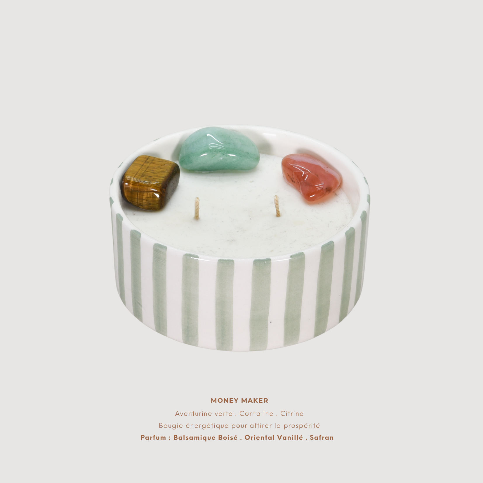 Bougie céramique énergétique Large vegan parfumée - Money maker