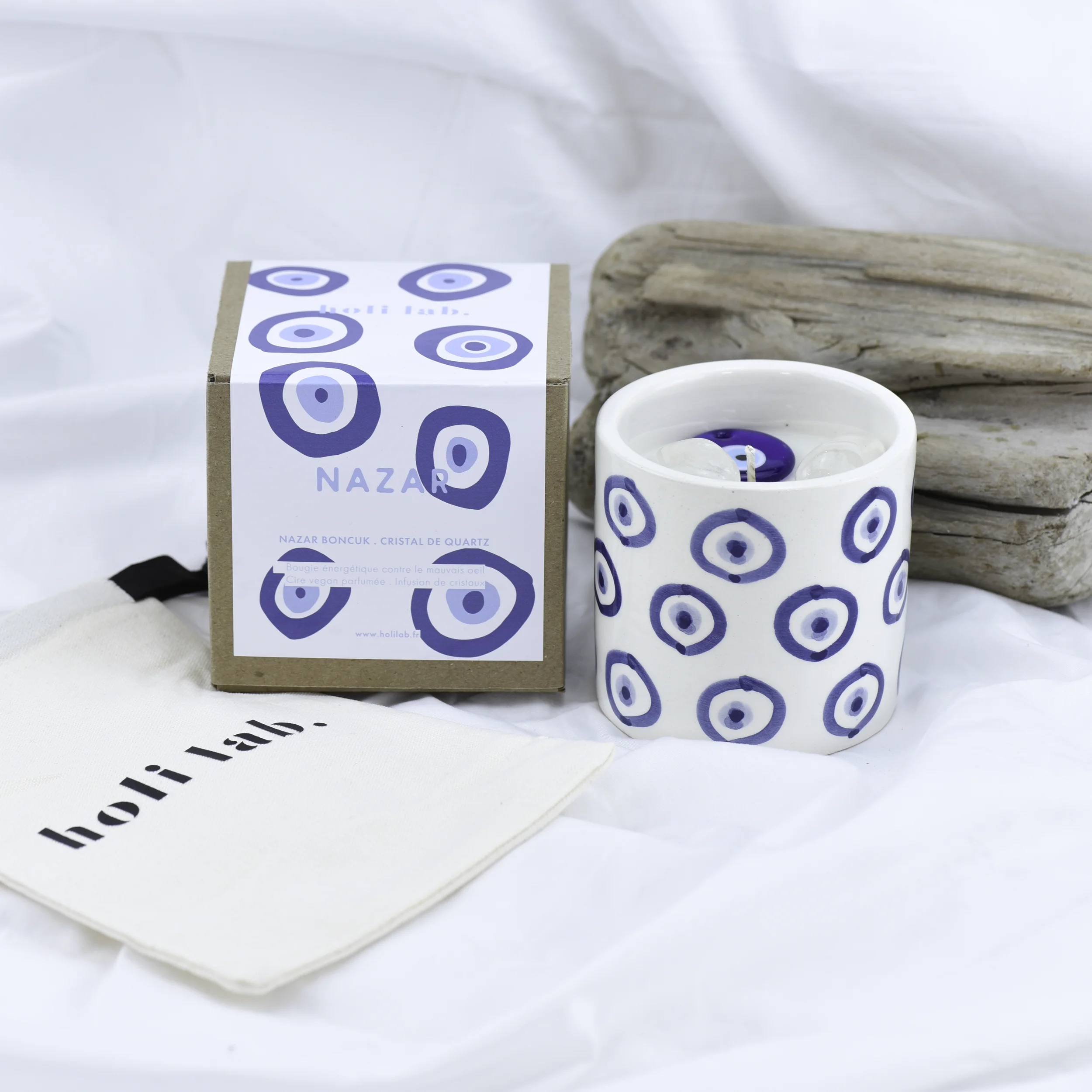 Bougie céramique énergétique  vegan parfumée - Nazar