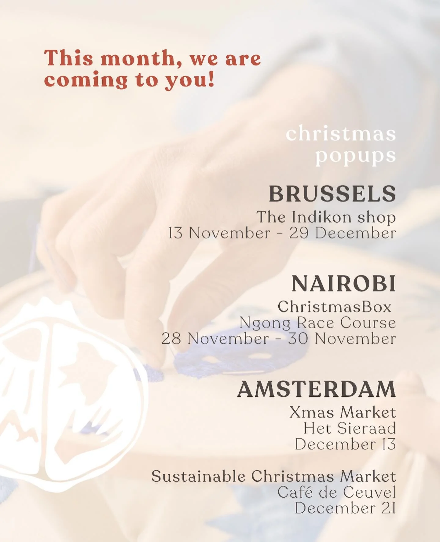 This month we are coming to you!