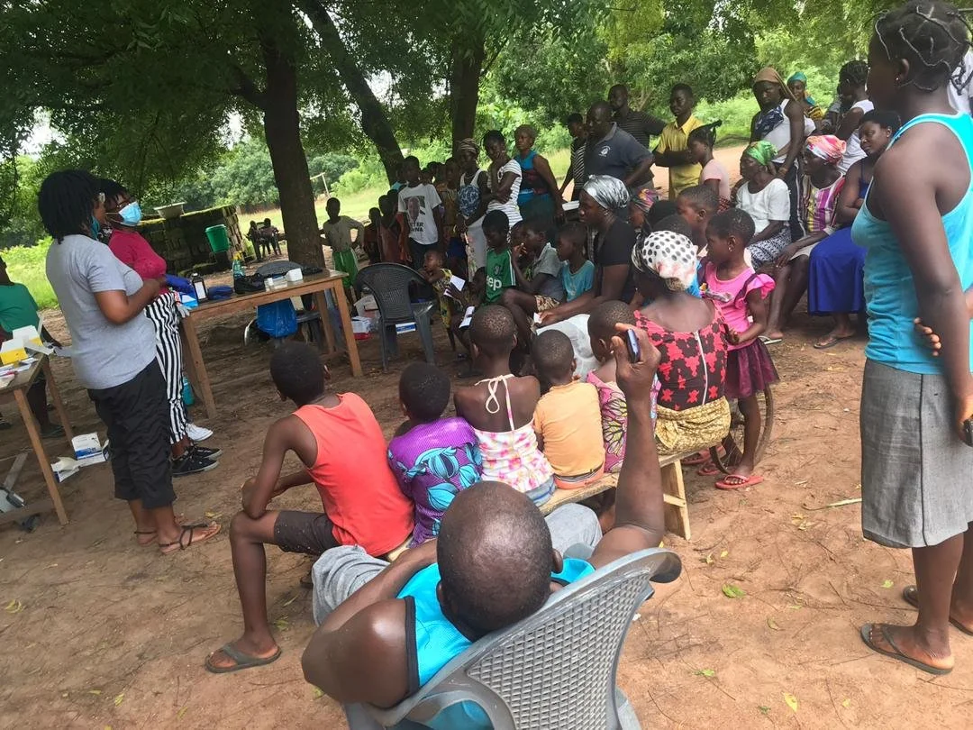 Tonja teaching a lesson to members of a village in the Eastern Region - 2020