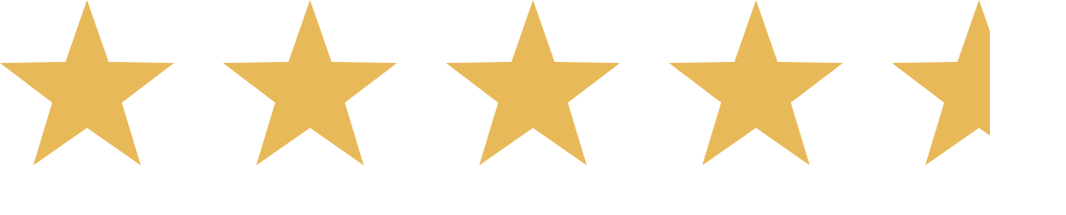 Six gold stars with the last one partially turned white, aligned horizontally.