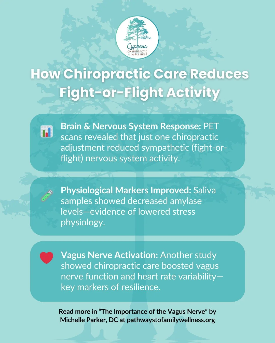 Just one chiropractic adjustment reduces sympathetic nervous system activity, also known as your 'fight or flight' reflexes. 

#fightorflight #sympatheticnervoussystem #SNS #chiropractic #getadjusted