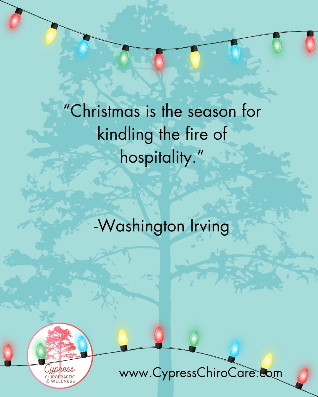 "Christmas is the season for kindling the fire of hospitality." - Washington Irving

Don't forget to be hospital to yourself either. You can't give your energy to others if you don't give it to yourself.

#quote #happyholidays #holidayquote