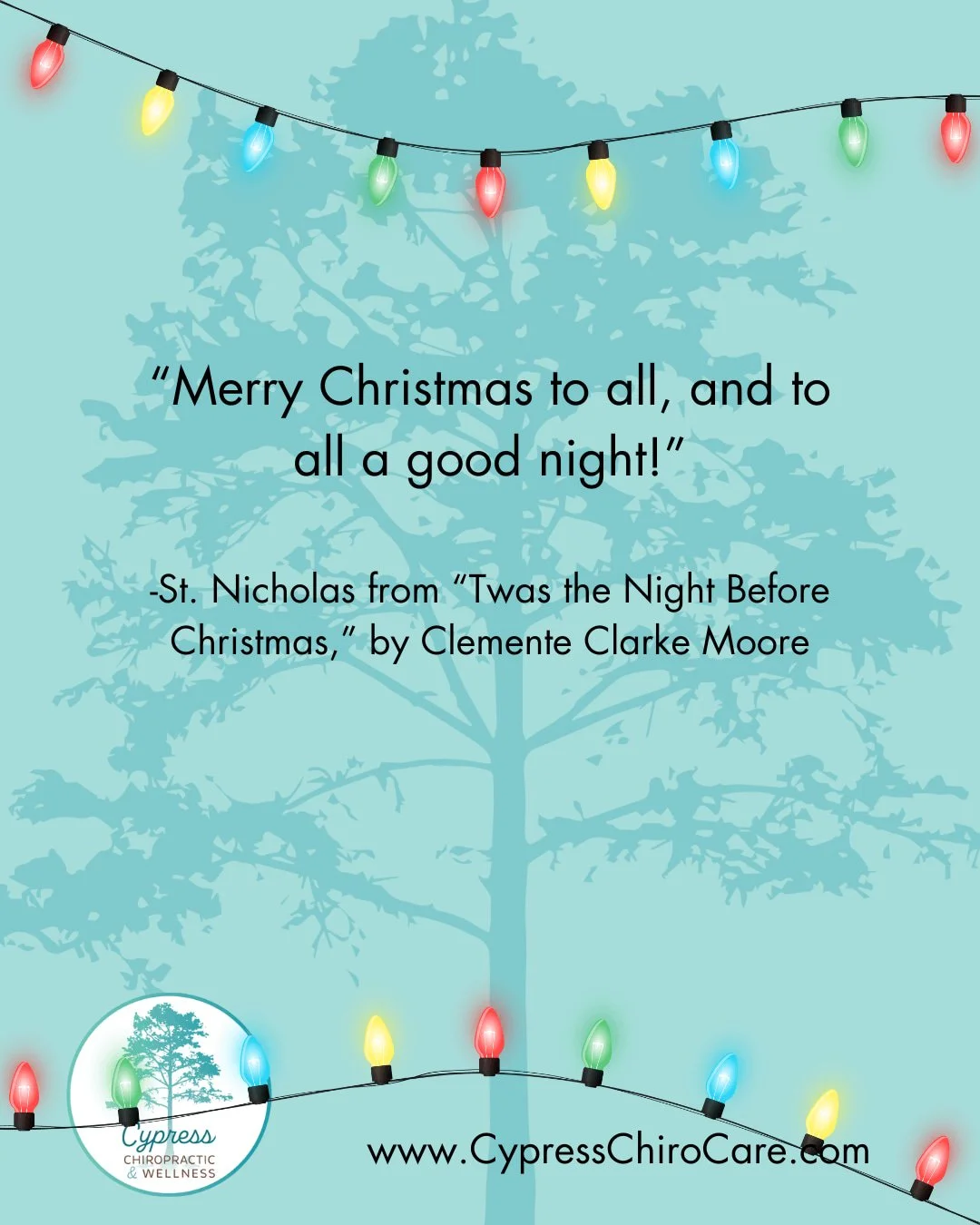 Merry Christmas ya'll. Peace and love from Cypress Chiropractic.