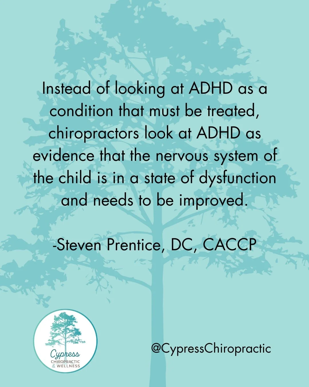 "Chiropractors look at ADHD as evidence that the nervous system of the child is in a state of dysfunction..." 

Ya'll, please don't wait for a diagnosis to bring your kids in for care. 

#preventativecare #adhd #naturalhealing #nervoussyste