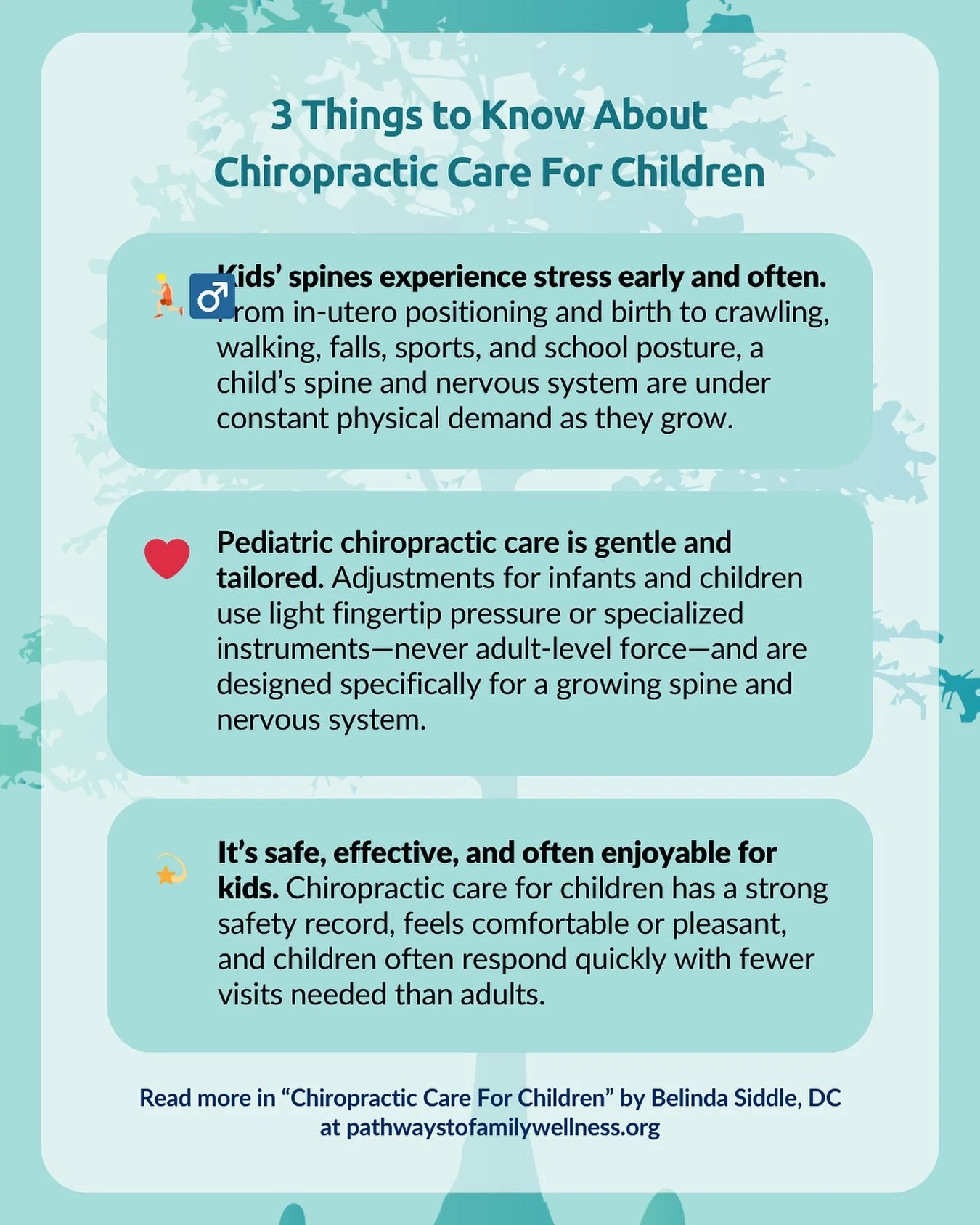 3 Things to Know About Chiropractic Care For Children: 👶 👧 

Kids&rsquo; spines experience stress early and often. From in-utero positioning and birth to crawling, walking, falls, sports, and school posture, a child&rsquo;s spine and nervous system