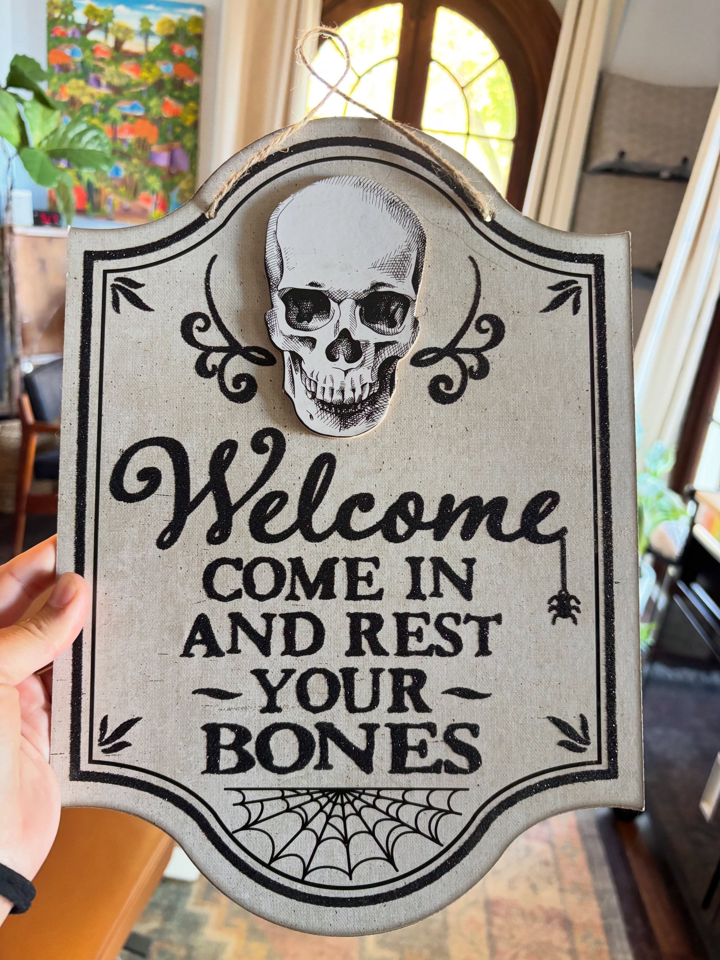 This past cool feelin&rsquo; Saturday I went to @muddywaterscoffee to get a little homemade pumpkin spice and they had their Halloween decorations up. I noticed this sign that said &ldquo;welcome, come in and rest your bones.&rdquo; I thought&hellip;