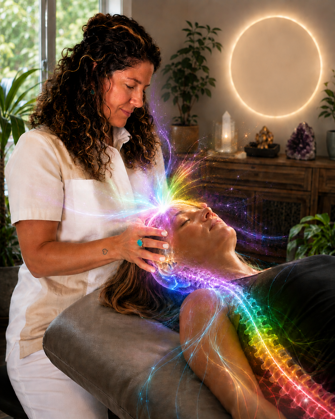 Dr. Sarah Kalani Wharton with Cypress Chiropractic & Wellness in Charleston providing gentle cranial adjustments 