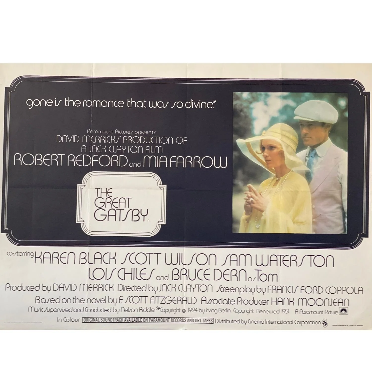 THE GREAT GATSBY 1974  UK QUAD Original Film Poster  30 x 40