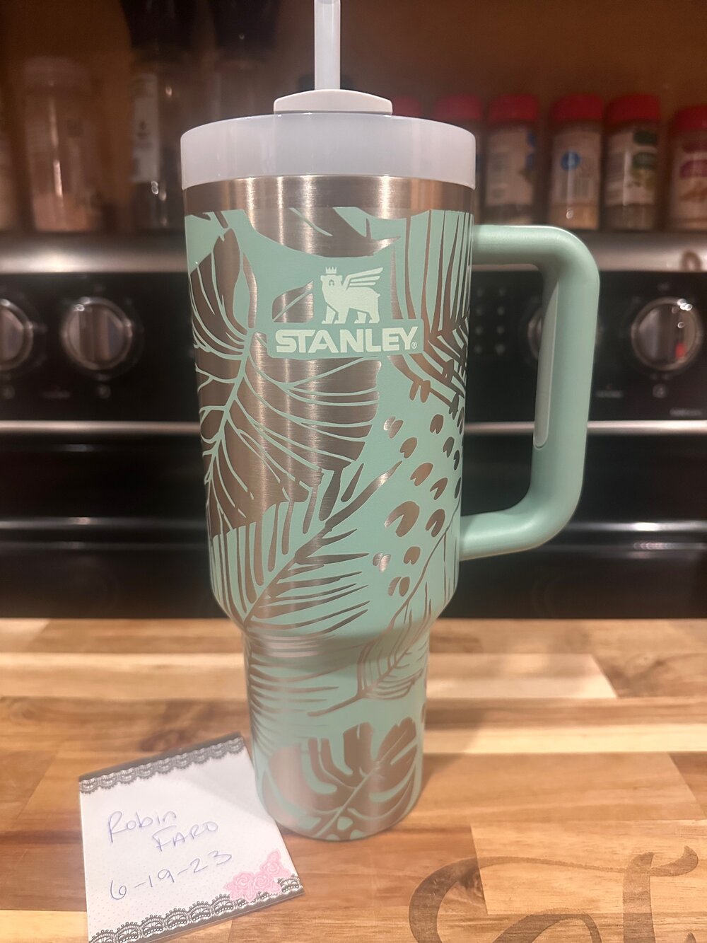 Sunflower Cowprint 40 OZ Stanley Quencher H2.0 Travel Tumbler With Handle-full  Wrap Laser Engraved 