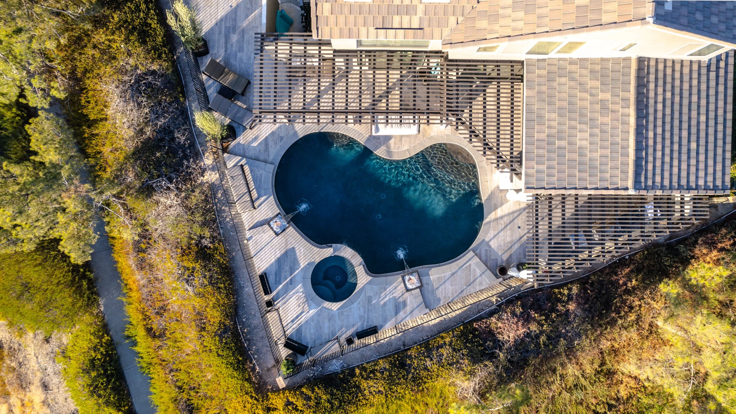 Outdoor design-build project with pool and modern materials