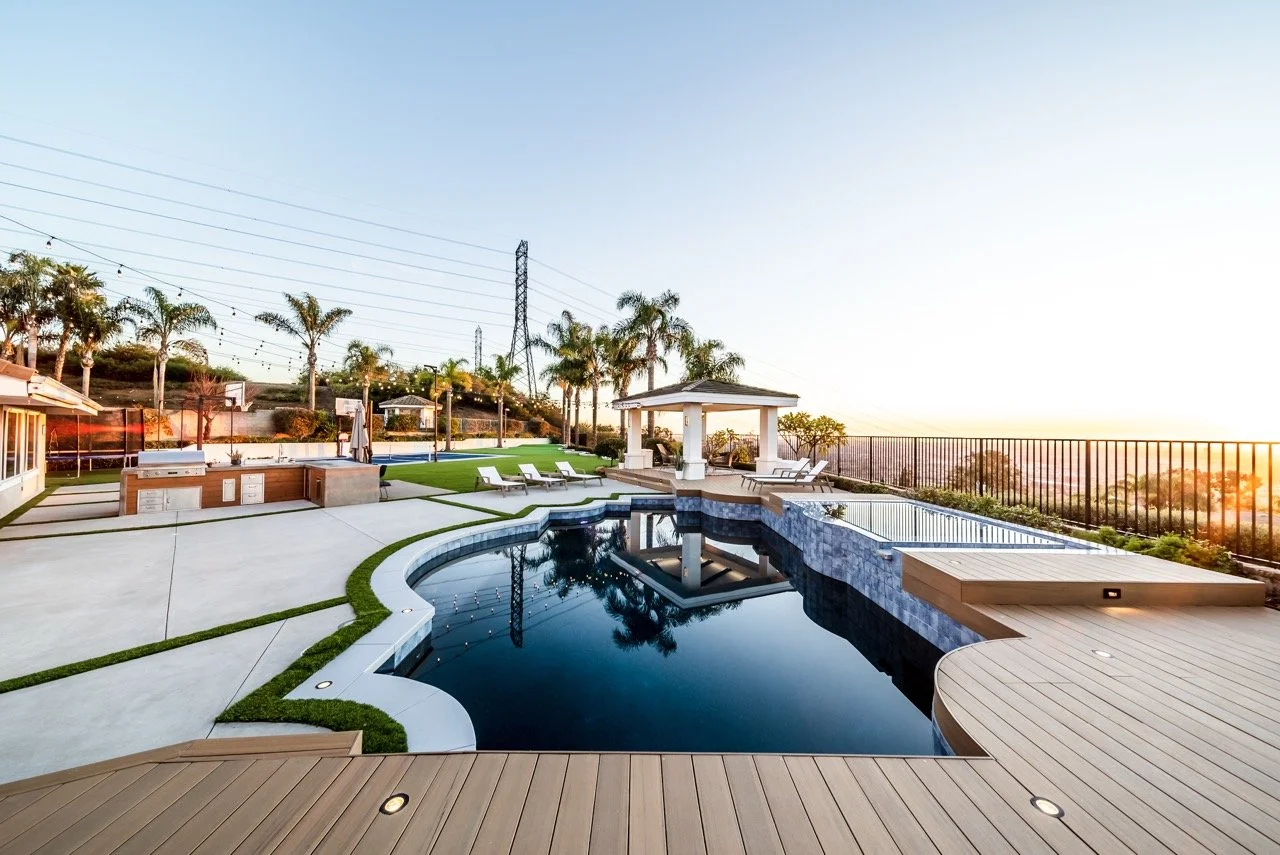 Custom pool and backyard project in Hollywood Hills, CA, designed with a modern design-build approach that emphasizes clean lines, premium materials, and a fully integrated outdoor living space. This project features custom pool construction, upgrade