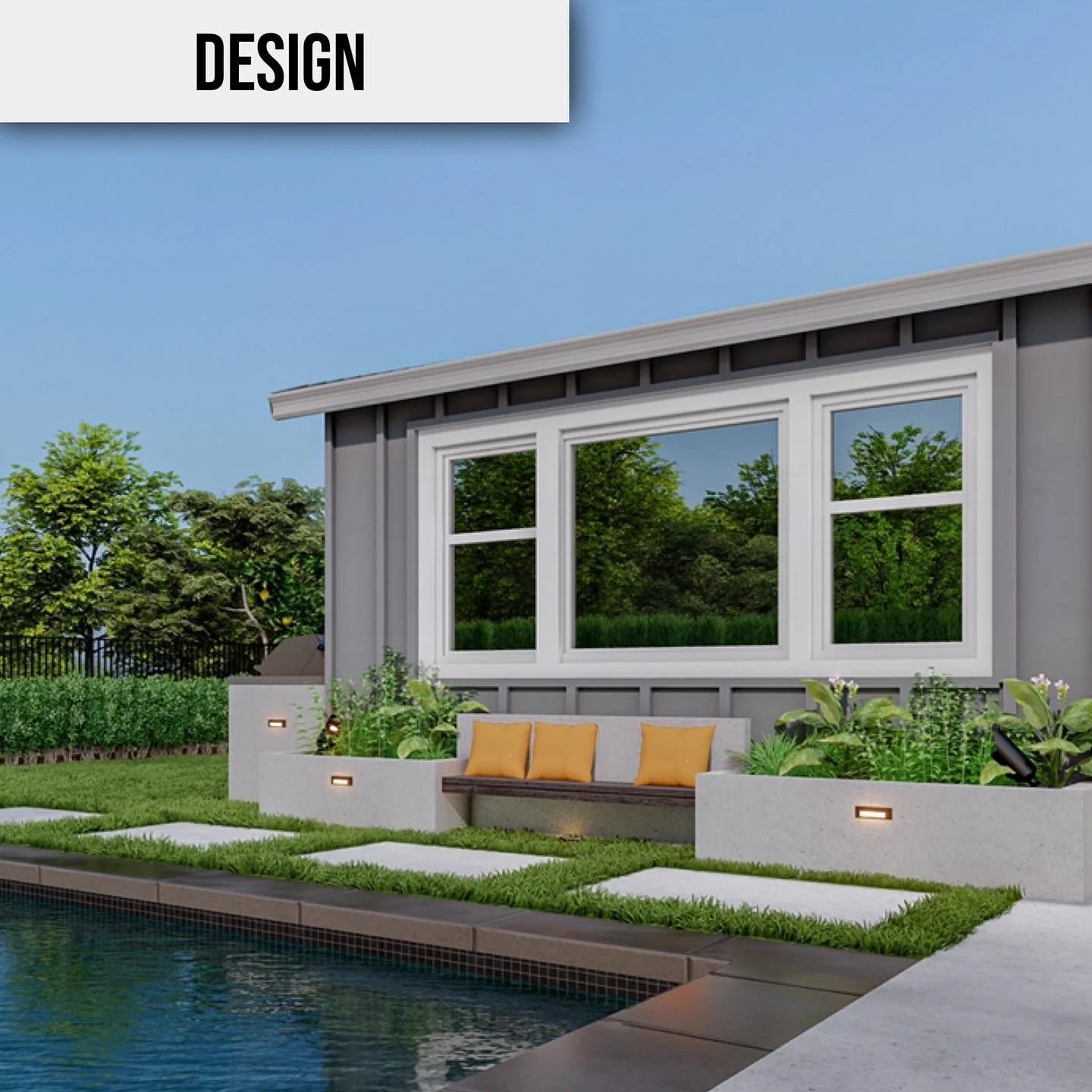 Modern custom pool and backyard design in Los Angeles