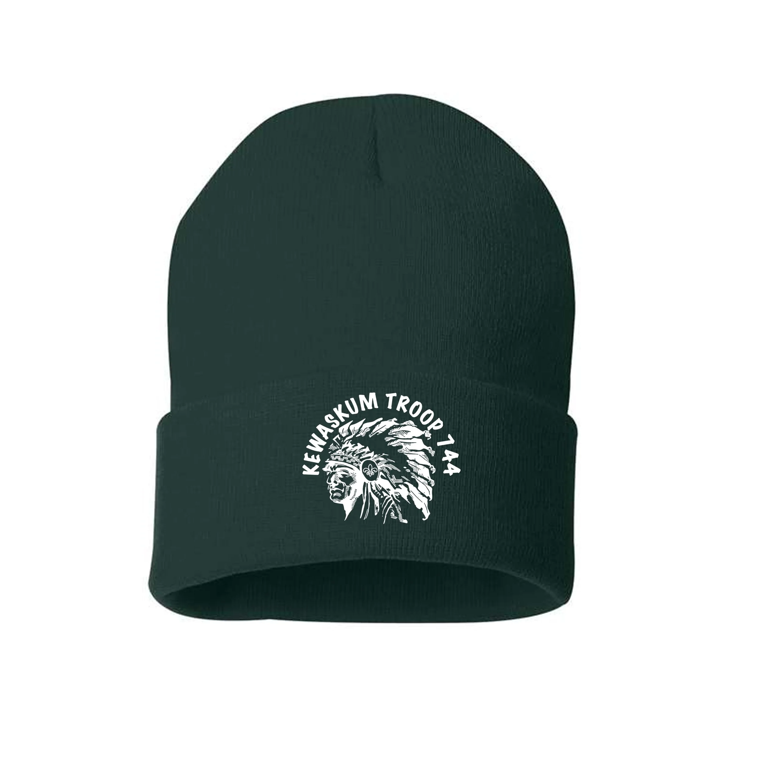 Sportsman 12" Solid Cuffed Beanie - SP12   FOREST GREEN  (TROOP 744)
