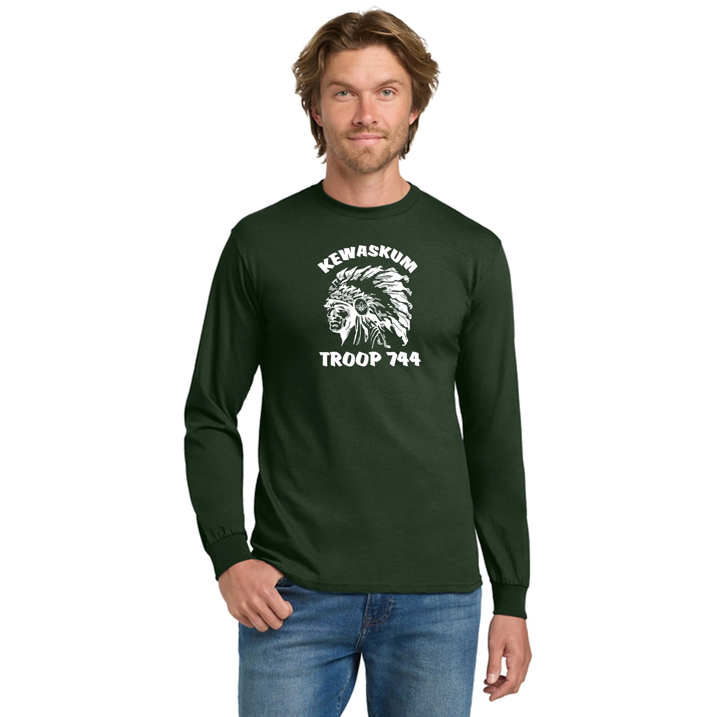5400  Gildan® Heavy Cotton™ 100% Cotton Long Sleeve T-Shirt   FOREST GREEN    (TROOP 744)