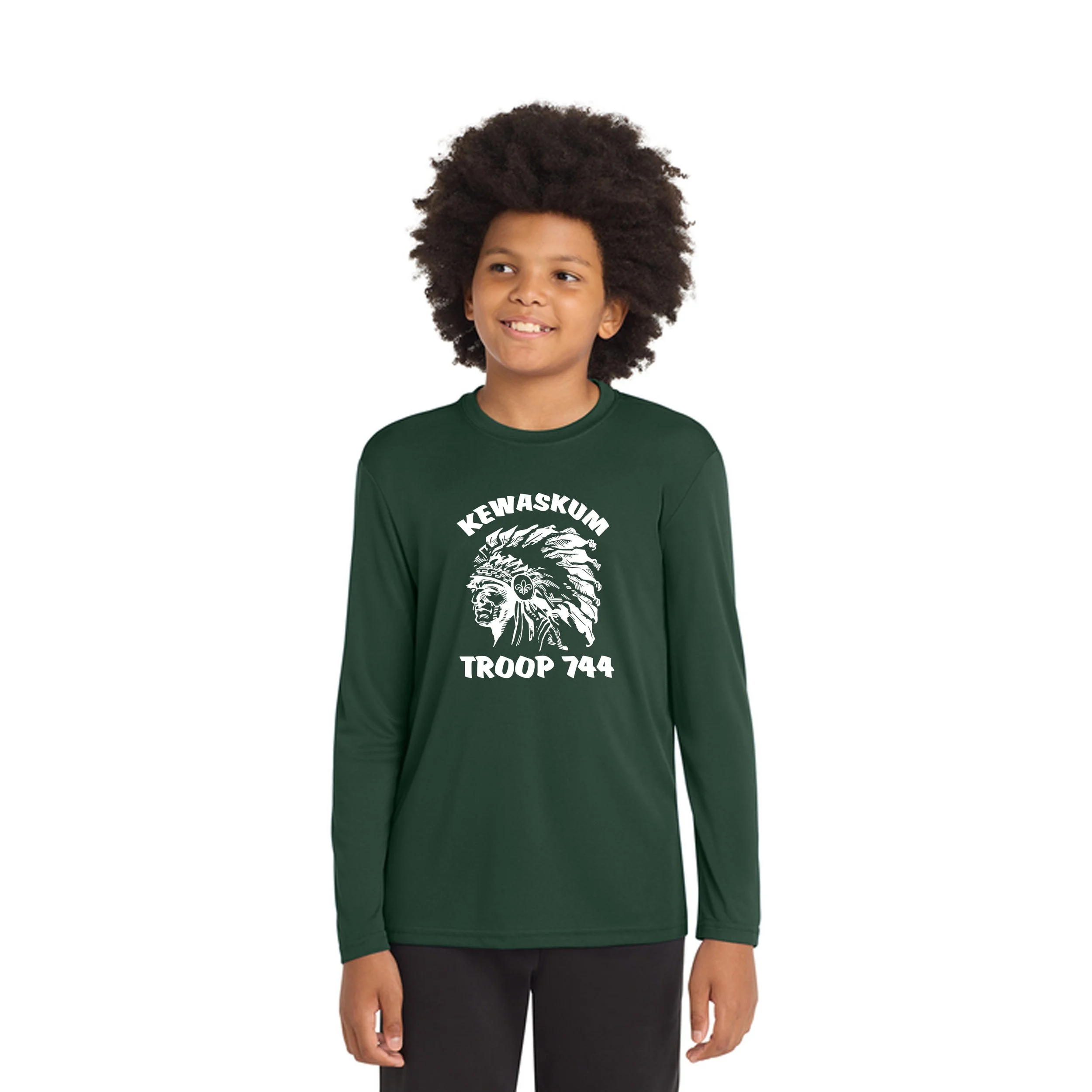 YST350LS Sport-Tek® Youth Long Sleeve PosiCharge® Competitor™ Tee    FOREST GREEN   (TROOP 744)