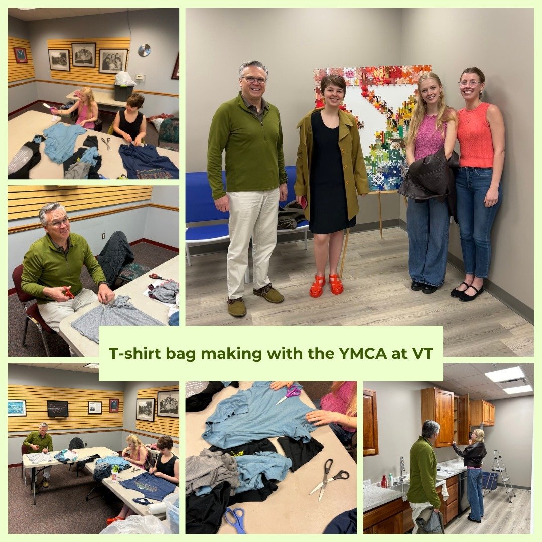 Yesterday, members of the Colley Architects team joined the YMCA at VT in making bags out of t-shirts! 

The mission is simple: replace all plastic bags used in the Y thrift store with reused and renewed t-shirt bags. As the Y thrift store receives s