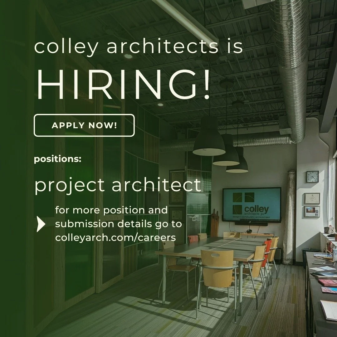 is hiring!

experienced architect?
want to live in blacksburg?
appreciate sustainable design?
have a sense of humor?

if so, shout at us!
for more information, jump over to www.colleyarch.com/careers