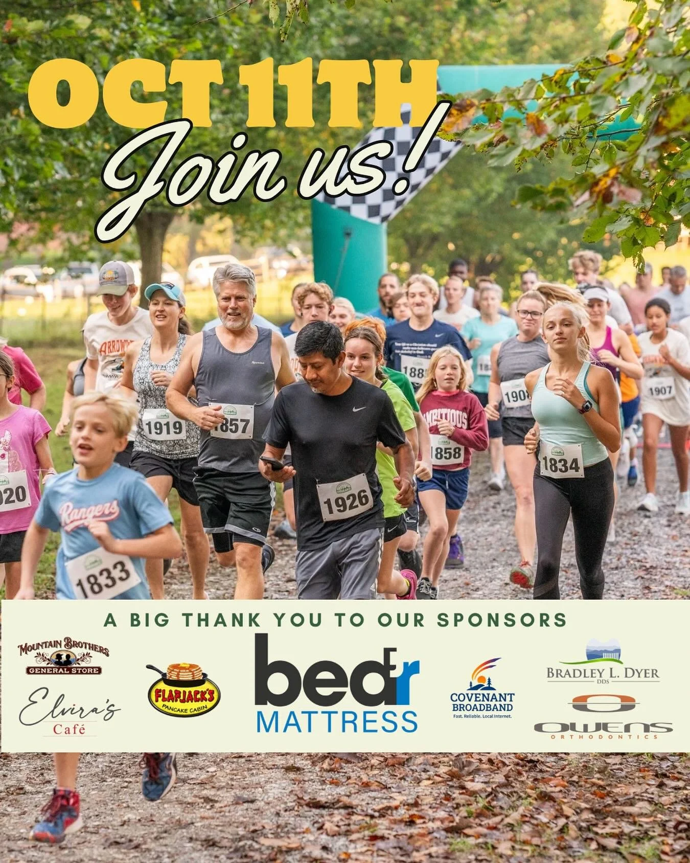 🌲 A HUGE, thank you to our incredible sponsors - Bedr Mattress, Flapjack&rsquo;s Pancake Cabin, Elvira&rsquo;s Caf&eacute;, Covenant Broadband, Owens Orthodontics, Bradley L. Dyer DDS, and Mountain Brothers General Store!  Thank you for powering our