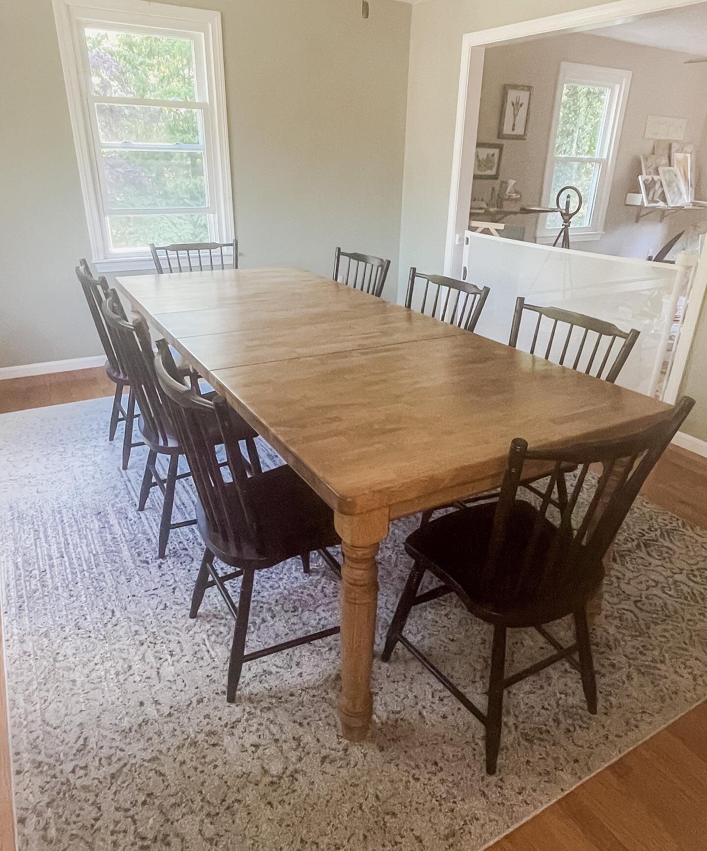 Another day, another drop off! A custom French country inspired butcher block table with 8 Hitchcock chairs-this project has been one of our favorites! 

The entire table was stripped with @stripwell and sanded down to bare wood. Conditioned &amp; st