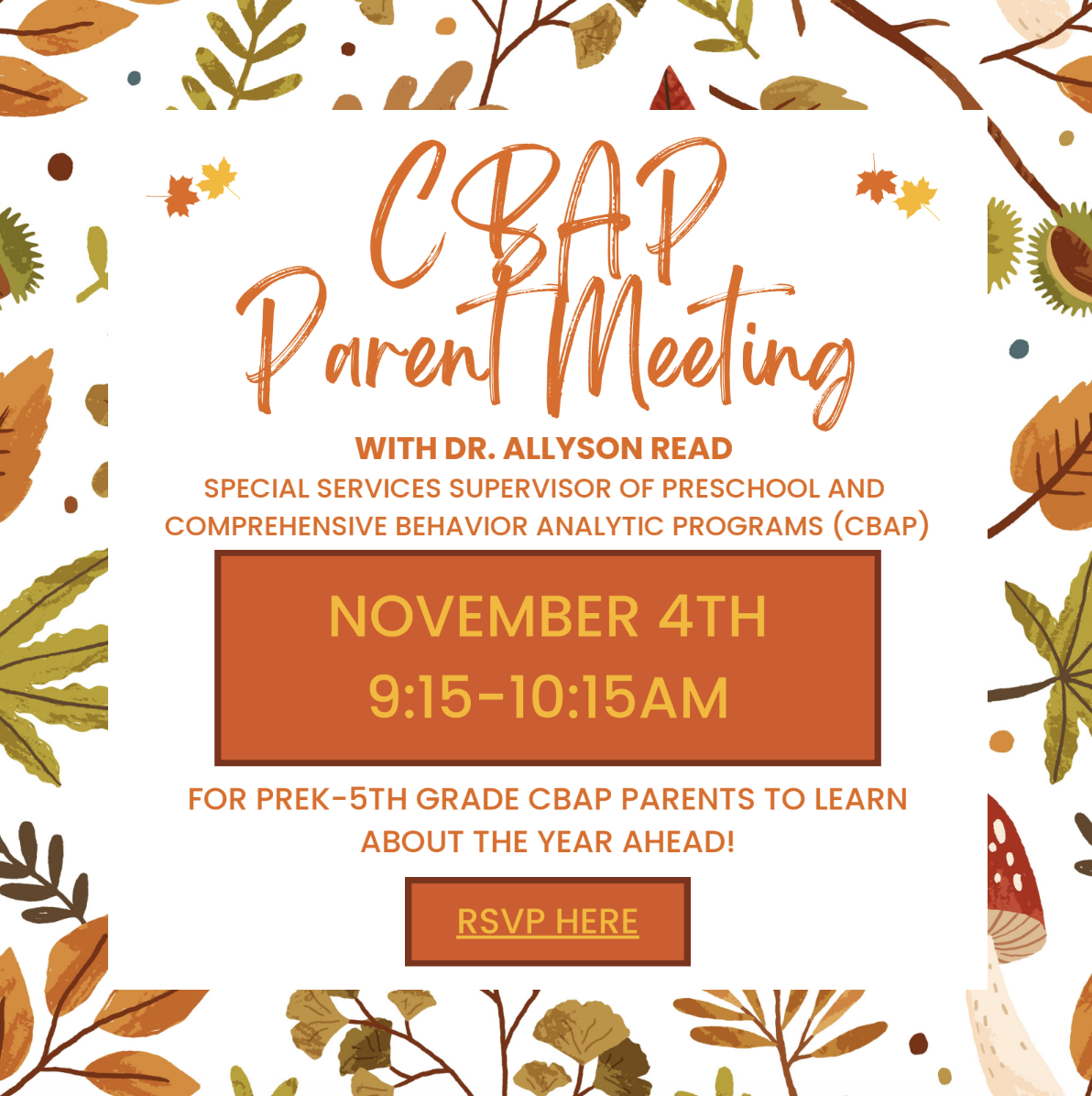 CBAP Parent Meeting with Dr Allyson Read