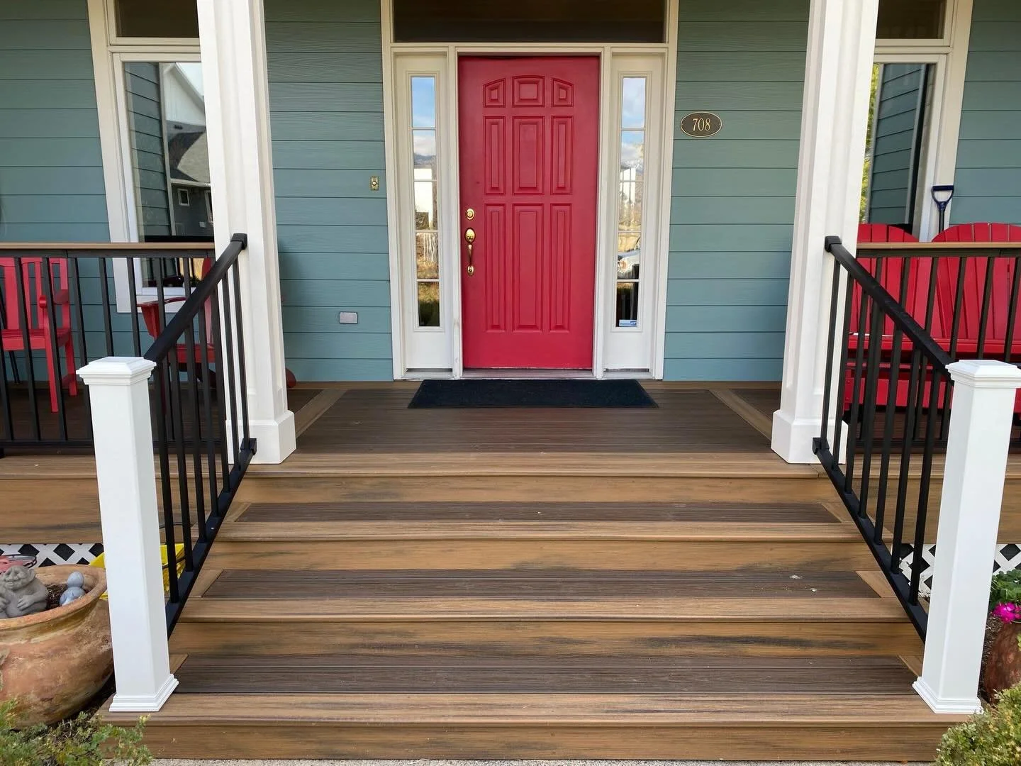 New porch. New railing. New look. #montanaconstruction #bozemanmontana #bozeman #bigskyliving