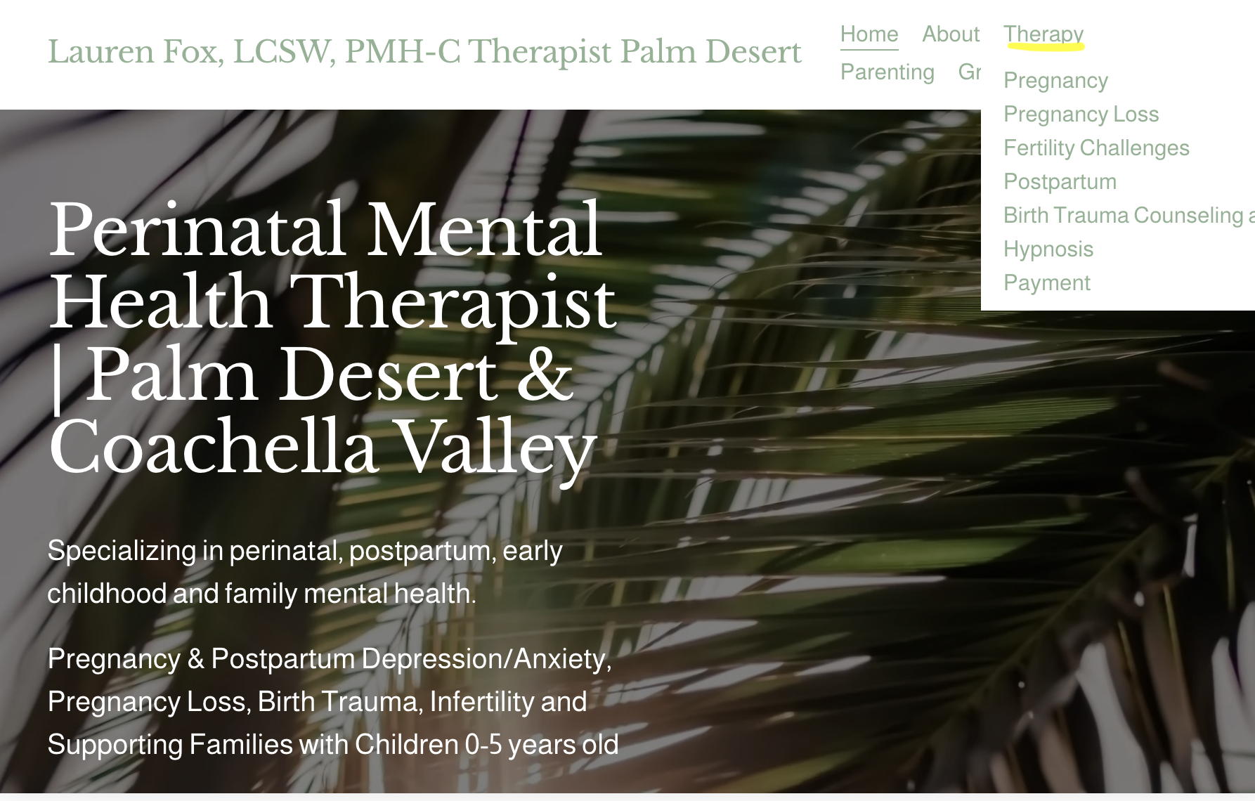 postpartum therapy Palm Desert specialist Lauren Fox