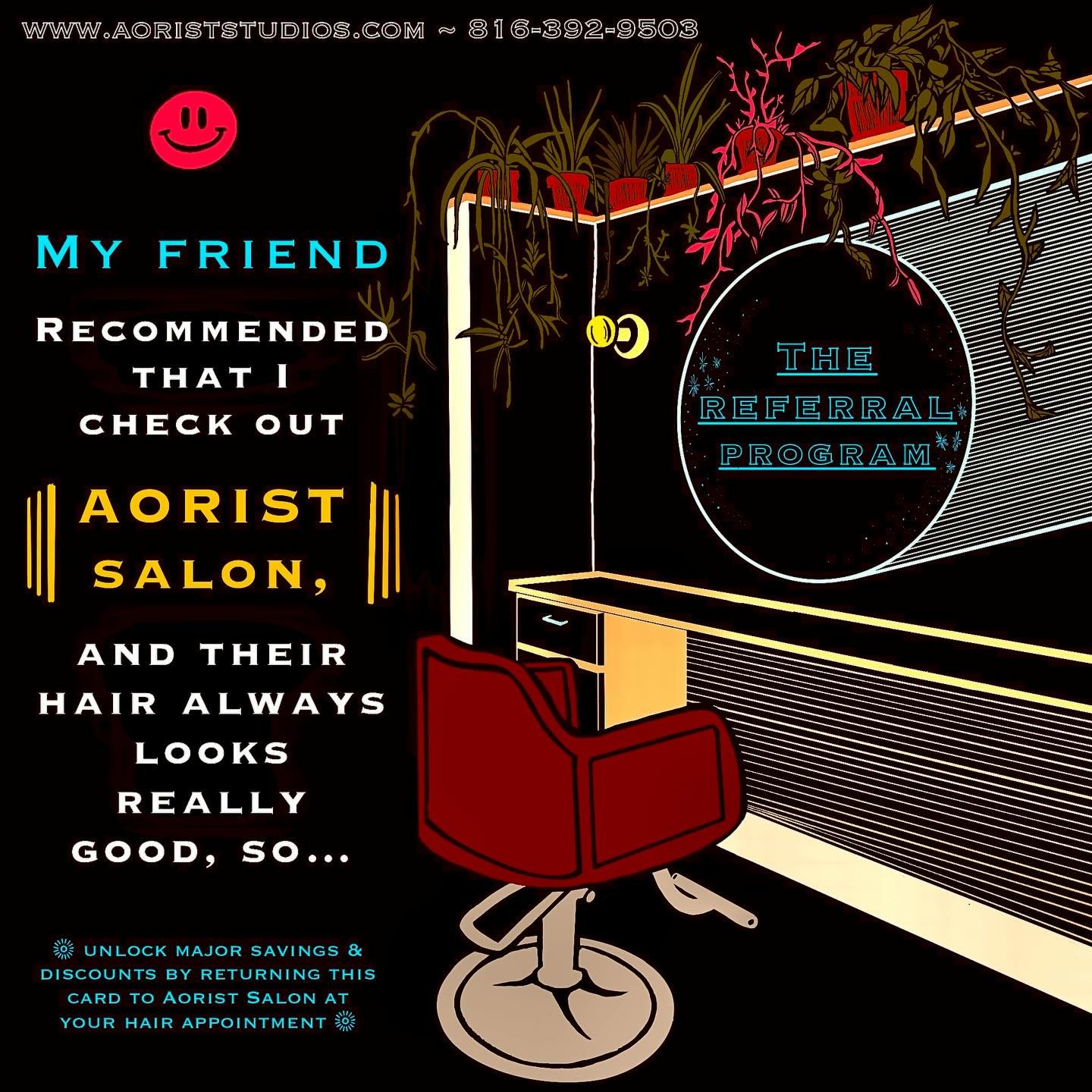 ✨🖤 The Referral Program 🖤✨
🔸Have you visited @aoristsalon and loved your experience?
🔸Do your friends often compliment your new hairstyles?
🔸Do you enjoy receiving perks on salon products & services?
🔸Do you love to spread the word about y