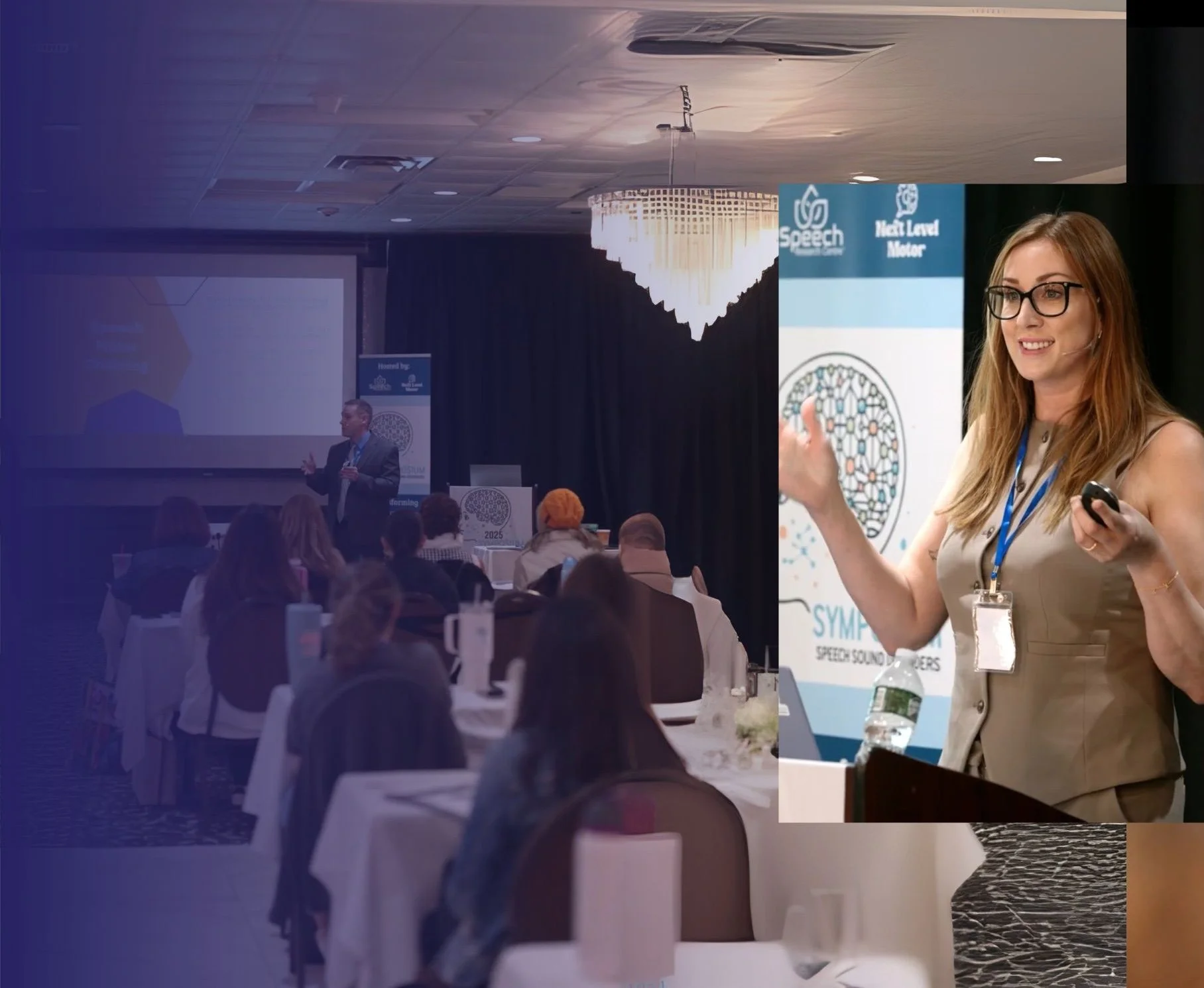 Dr. Jenn Moore presenting research on speech sound disorders at a national conference.