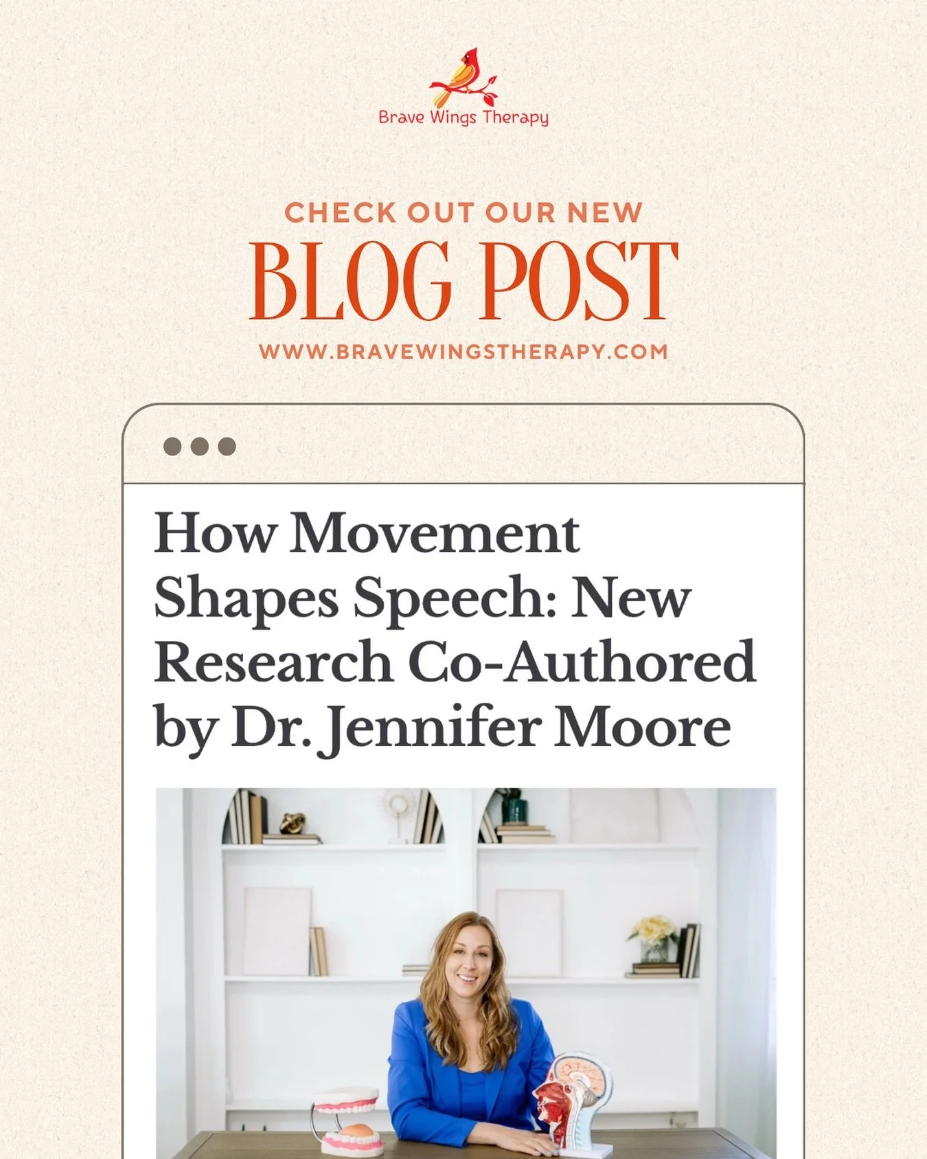 We&rsquo;re so excited to share big news! 🎉

Our co-owner, Dr. Jenn Moore, co-authored new research  that&rsquo;s changing how we understand speech disorders. It might seem obvious that movement affects speech, but until now, many therapies focused 