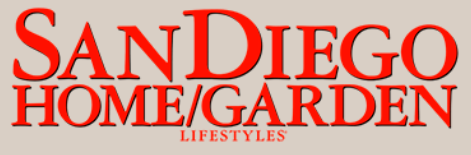 San Diego Home & Garden Lifestyle magazine logo in red and black text.