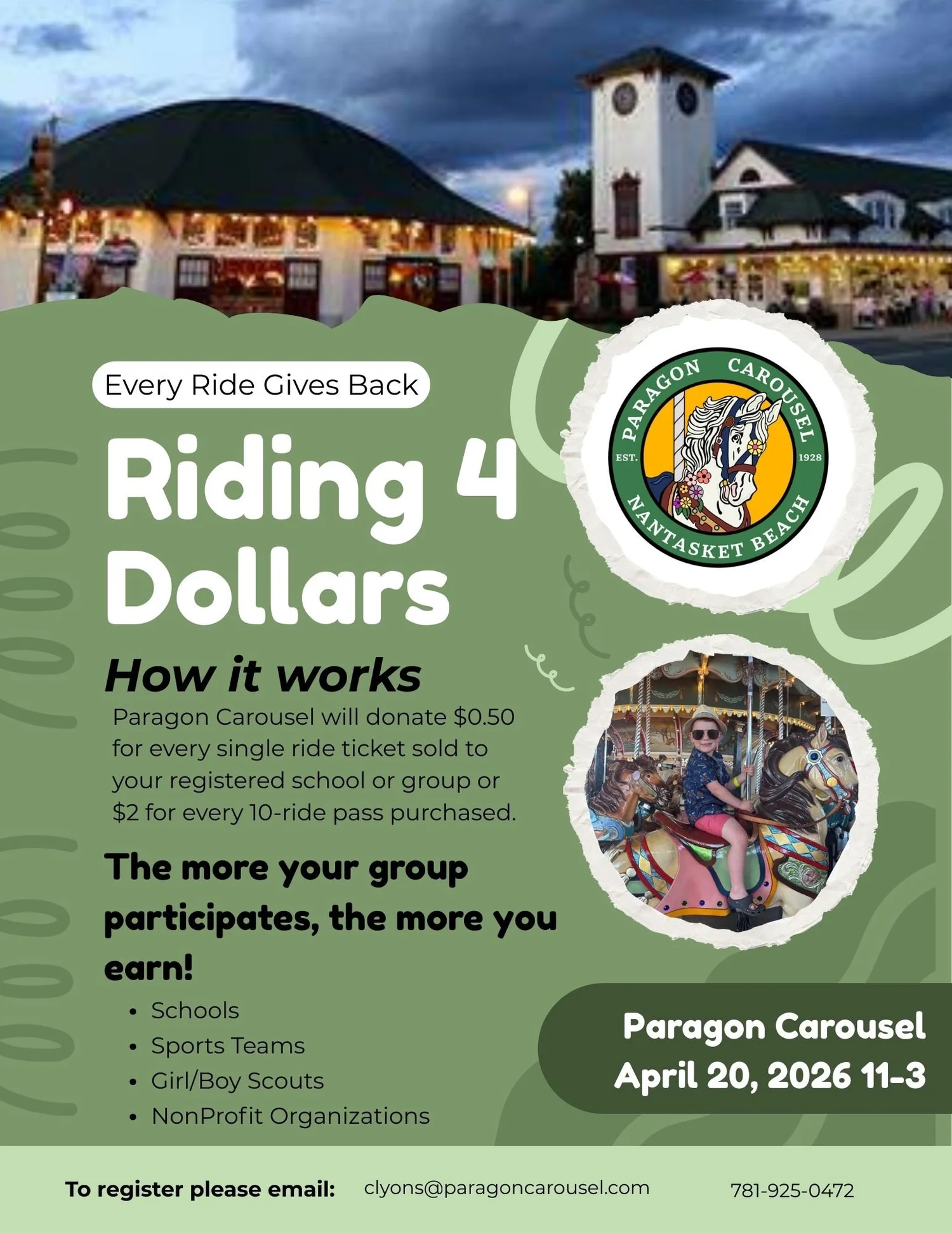 Next Event Ride Riding For Dollars — Paragon Carousel