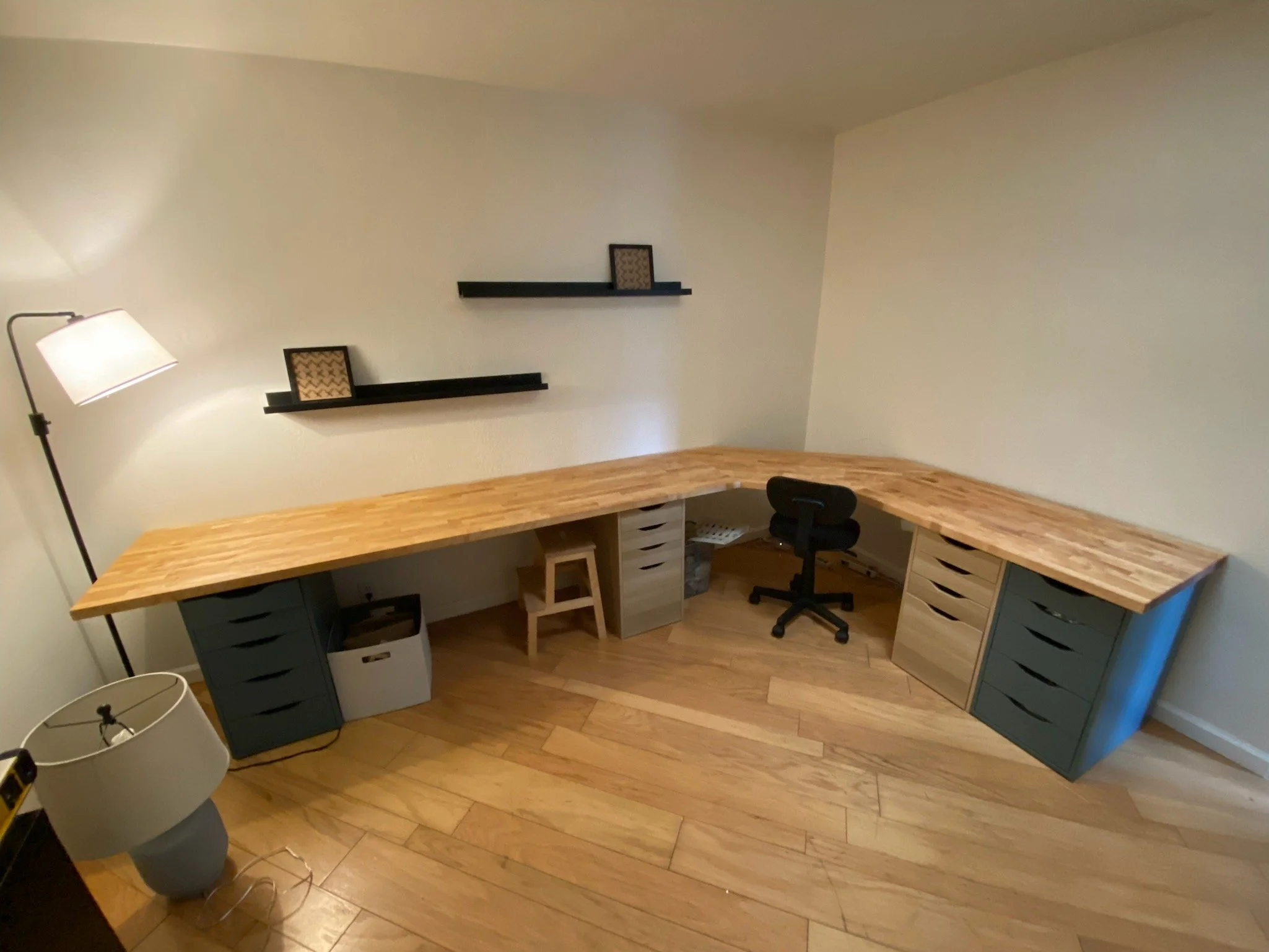 butcher block corner oversized desk