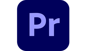 Adobe Premiere Pro logo with a dark blue background and light purple letters 'Pr'.